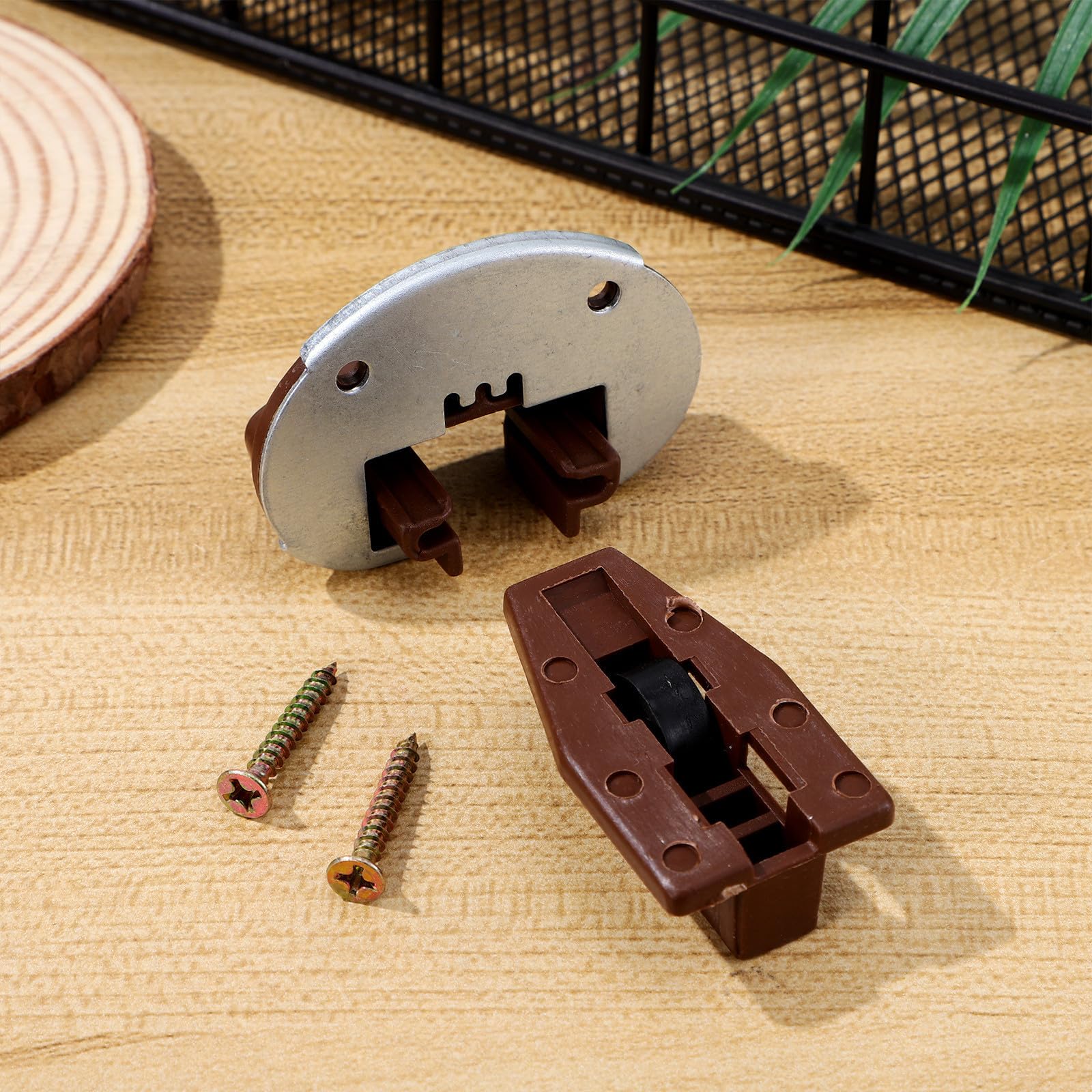 Sewroro 10 Juegos Kit de Reparación de Correderas de Cajón Accesorios de Instalación, Rieles Guía de Plástico y Metal para Muebles y Armarios de Cocina, Suave y Fácil Montaje