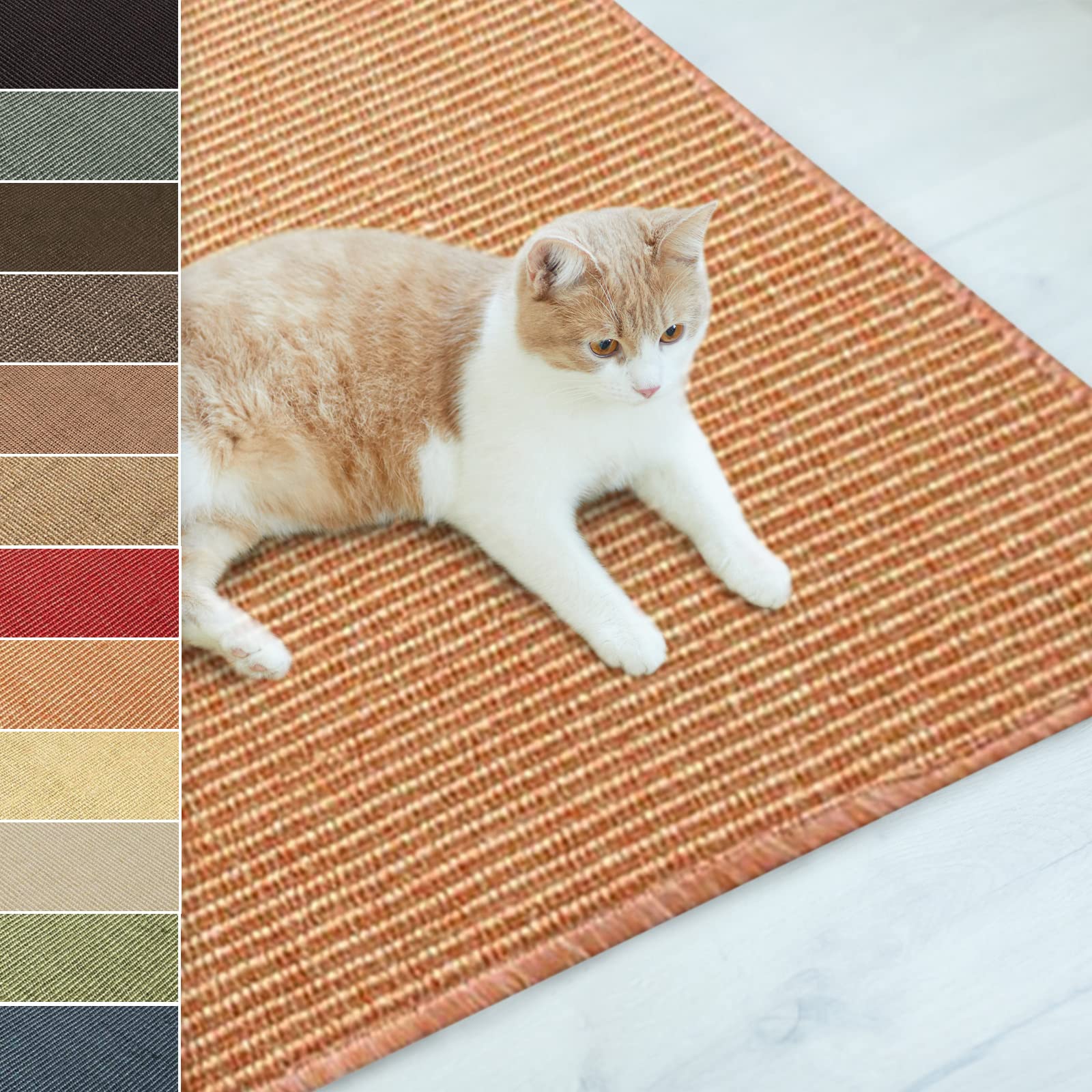 Floordirekt Sisal Cat Scratching Mat, Large Cat Scratch Mat (Terracotta, 50 x 50 cm) Non-Slip Cat Claw Mat Scratching Board Pad, Natural Sisal Scratch Carpet, Woven Mat Furniture Protector