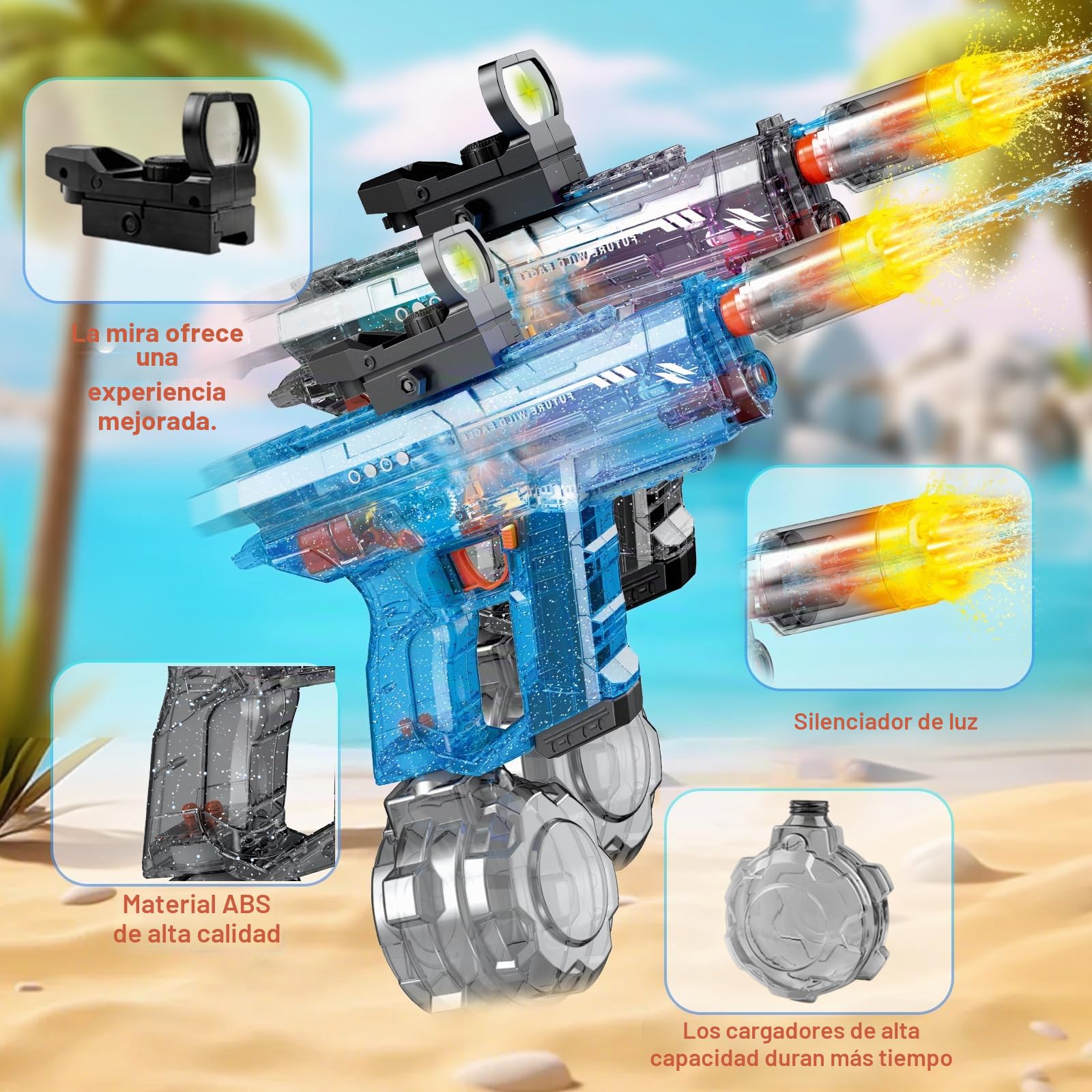 Pistola De Agua EléCtrica para NiñOs, Pistola Agua De Largo Alcance | Electric Water Gun Con Luz Led 800ml Juguetes Para Fiestas En La Playa Y En La Piscina, Regalos Para Adultos NiñAs Pack de 2