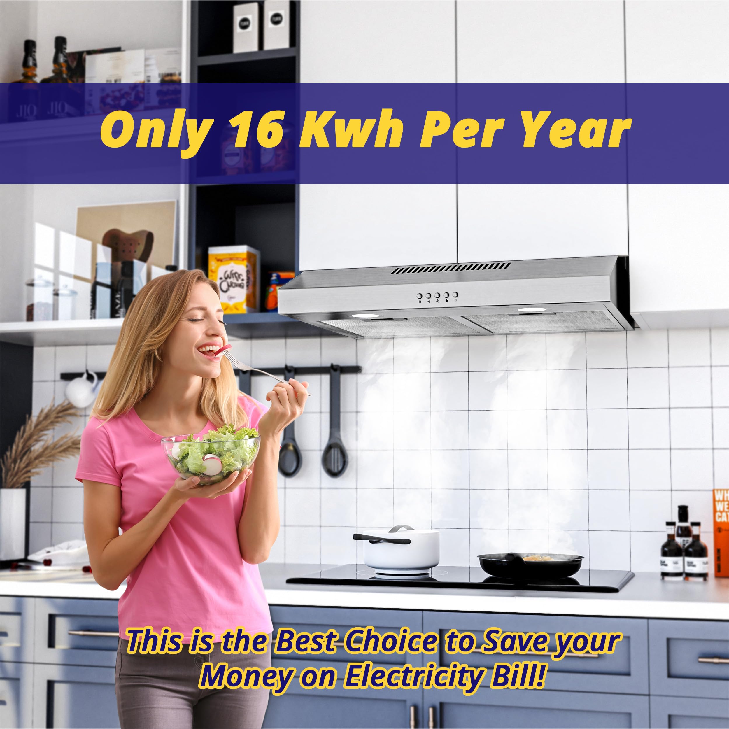 Cappa Aspirante FIREGAS 60 Cm Con Motore Brushless - 3 Livelli Potenza, LED E Filtri Antigrasso - Foto 7