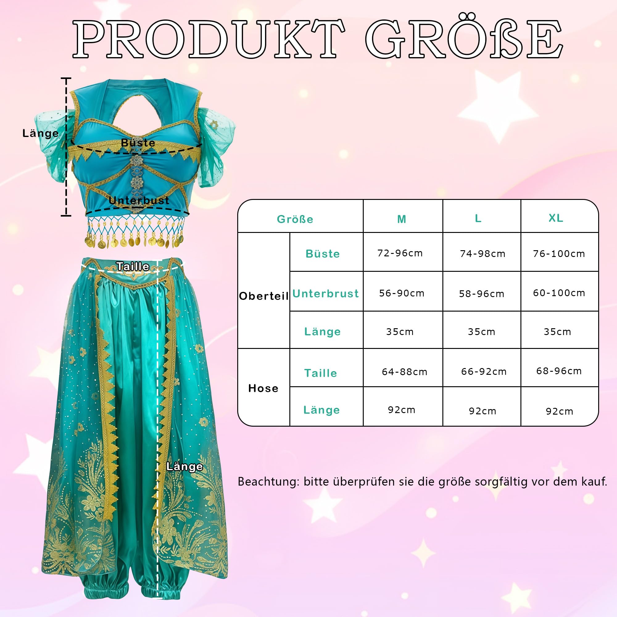 MUNAFIE Aladdin Bauchtanz Kostüm Jasmin Prinzessin Pailletten Kostüm Cosplay Halloween Karneval Geburtstag Party Outfits