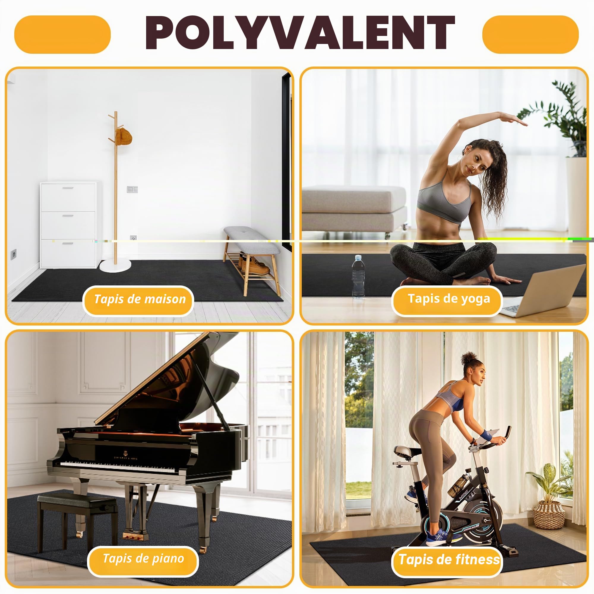 Alyoen 1,2 x 1,8 m - Tapis de Batterie, Tapis Batterie avec Fond Antidérapant et Isolation Phonique, Tapis Batterie Électrique, Accessoire pour Batterie, Cadeau pour Batteurs, Noir