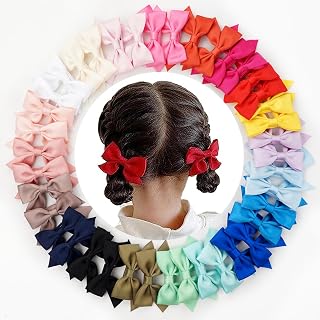 Yxiang 40 PCS Baby Hair Bows 3Inches Boutique Pinwheel Bow Clips Cute Toddler Hair Barette Fully Lined No Slip Alligator Clip for Baby Girl Toddler Teen (20 Colors)