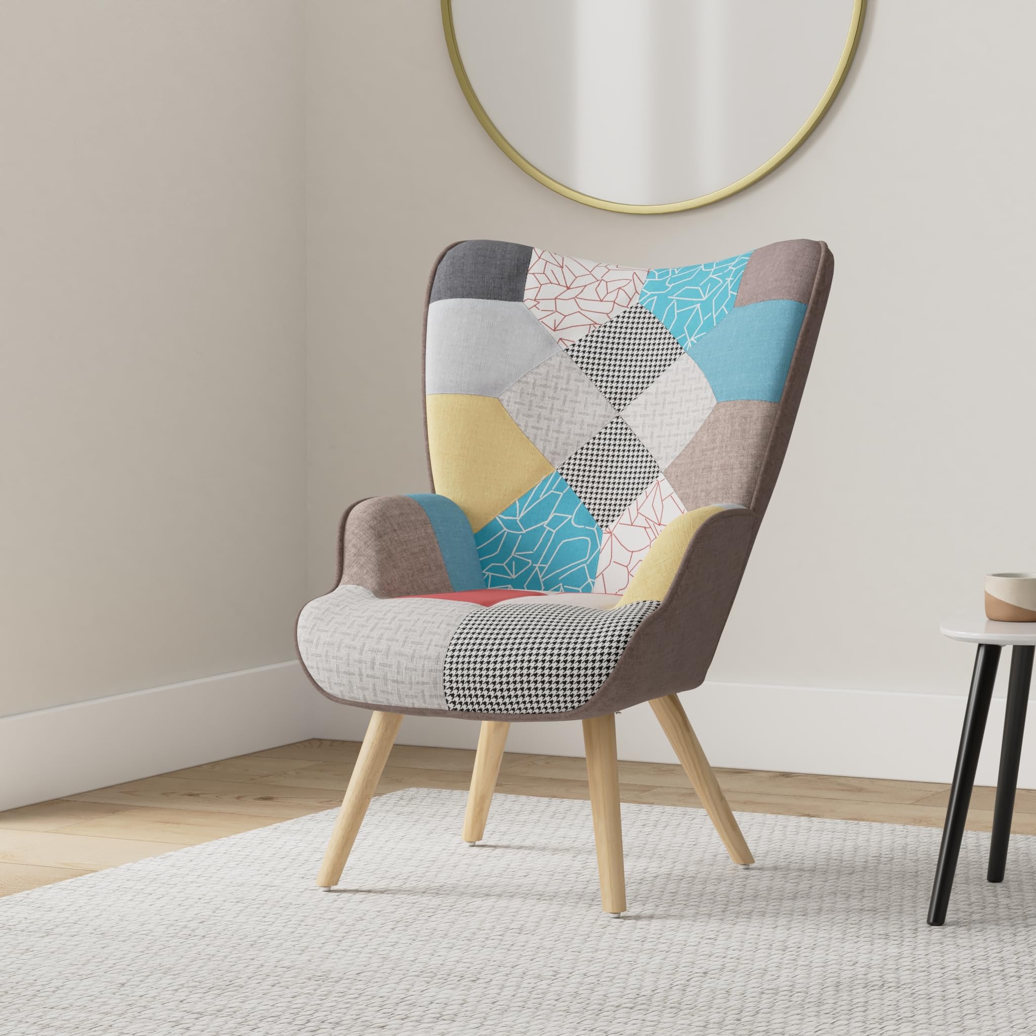 Poltrona Poltroncina Relax Patchwork con Schienal da Arredo Soggiorno Cucina Design