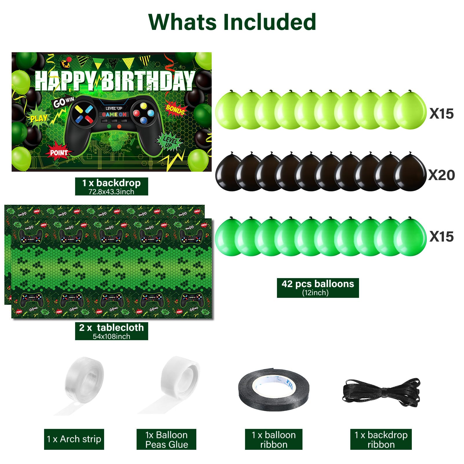 Kit Décoration Anniversaire Thème Jeux Vidéo - Fournitures Fête Gaming Avec Guirlande, Ballons - Multicolore