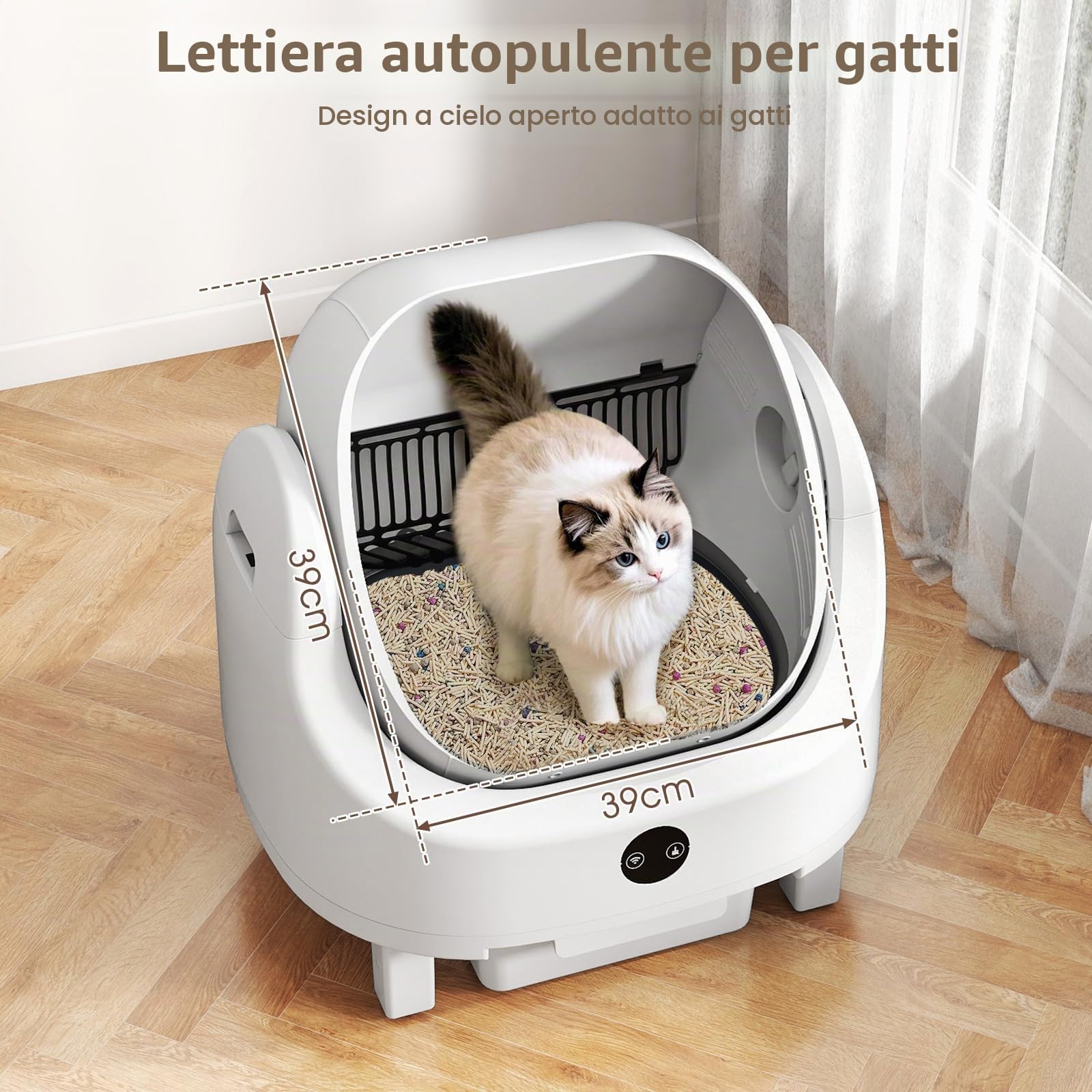 FANTASK Lettiera automatica per gatti con controllo app, controllo degli odori e sicurezza del sensore, incluso sacchetto della spazzatura e scatola per aromaterapia, per più gatti