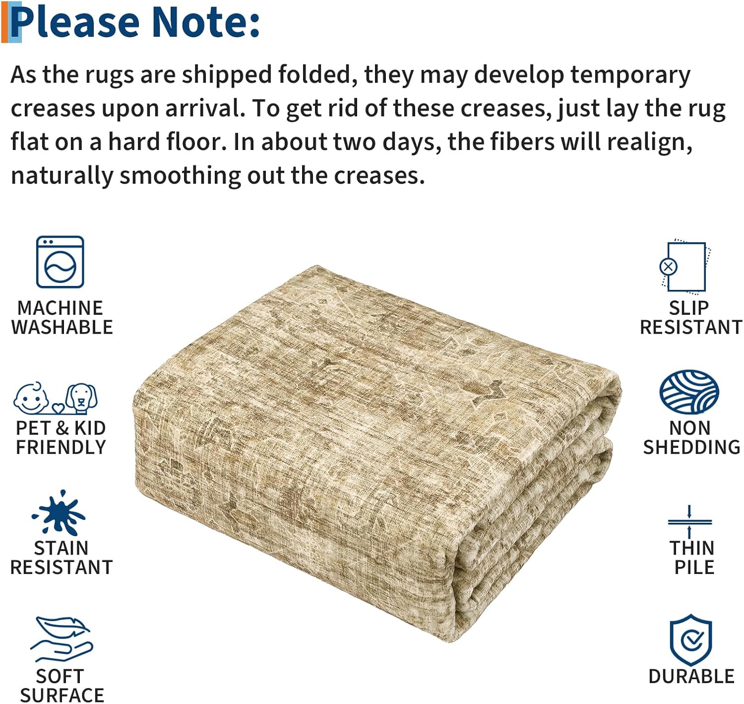 GarveeHome Vintage Kitchen Rugs, Washable 2x6 Soft Non Slip Hallway Runner, Stain Resistant Low Pile Distressed Floral Print Throw Carpet for Entryway Bedroom Laundry Bathroom, Beige