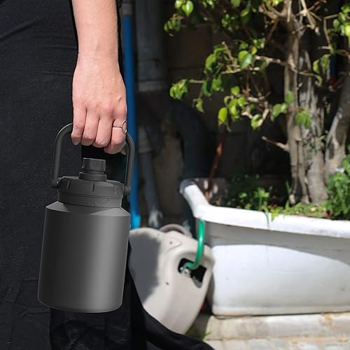 Miniatura 5 de Asobu Puramic Mini jarra de acero inoxidable de doble pared aislada al vacío de 33 onzas con asa de mano completa fácil de transportar y popote