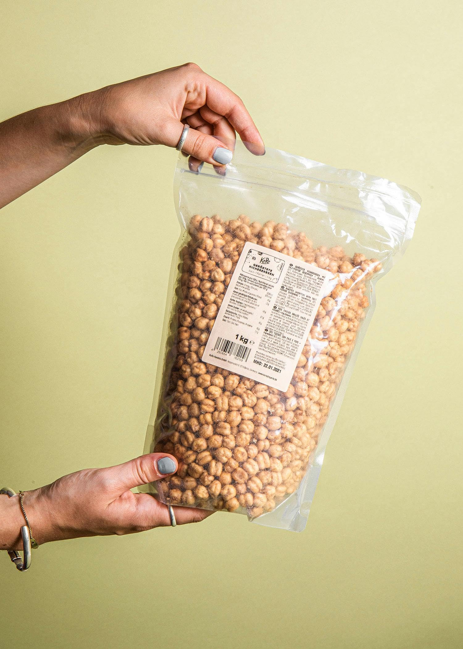 KoRo - Pois chiches grillés salés et poivrés - 1 kg - source de protéines et de fibres - sans colorants ni conservateurs artificiels