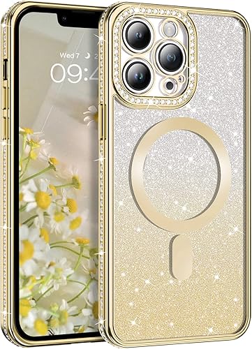 Miniatura 1 de BENTOBEN Funda para iPhone 13 Pro, iPhone 13 Pro, funda magnética con purpurina compatible con MagSafe, funda protectora antideslizante para mujeres