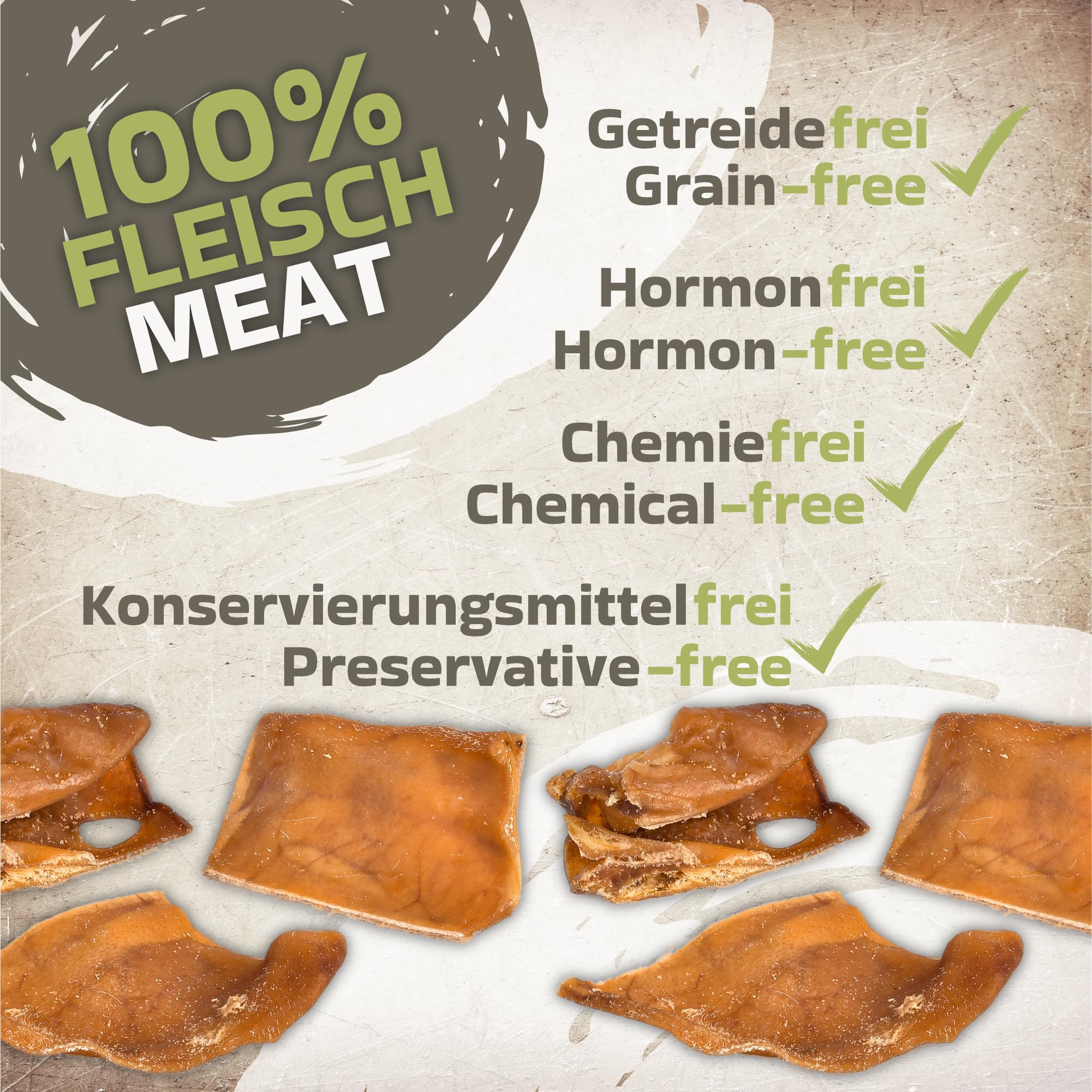 Oreilles de porc coupées pour chiens 1 kg (environ 43 à 48 pièces) | Articles à mâcher entiers séchés | 100 % naturel | Plaisir à mâcher durable | Sans céréales | Idéal pour les petits et grands