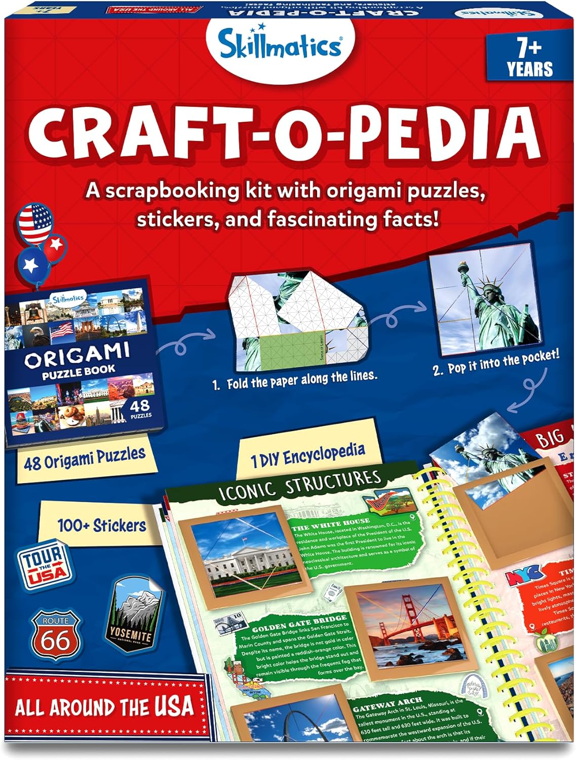 Skillmatics Craft-o-pedia USA Scrapbooking Kit & Guess in 10 States of America Bundle, Perfect for Boys, Girls, Kids & Families Who Love Educational Toys, Gifts for Ages 7, 8, 9, 10 and Up