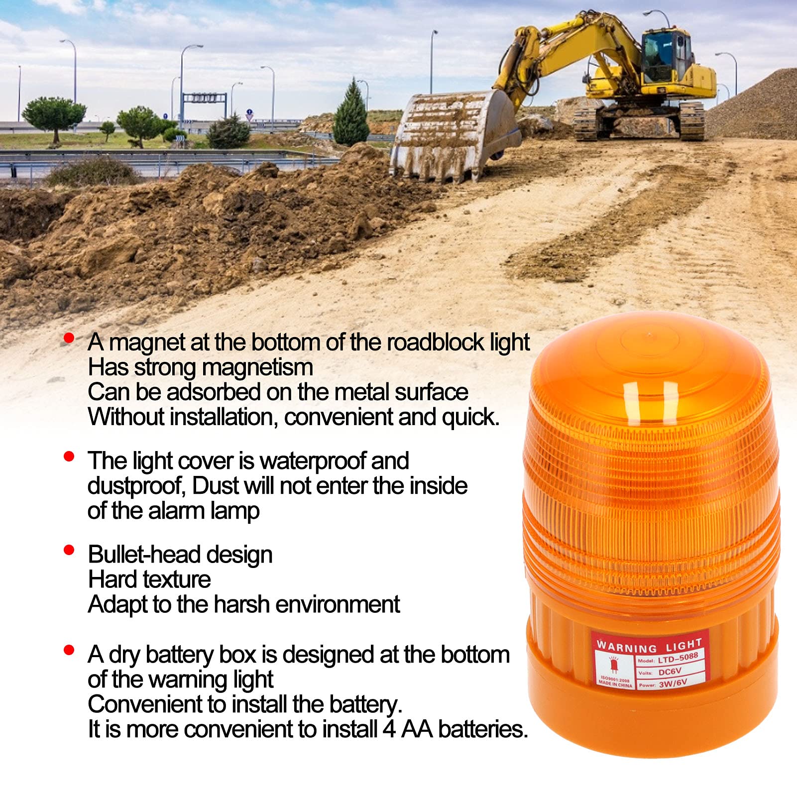 QANYEGN LED Warning Light, Emergency LED Strobe Warning Light, Industrial Signal Tower with Magnetic Base for Road Safety