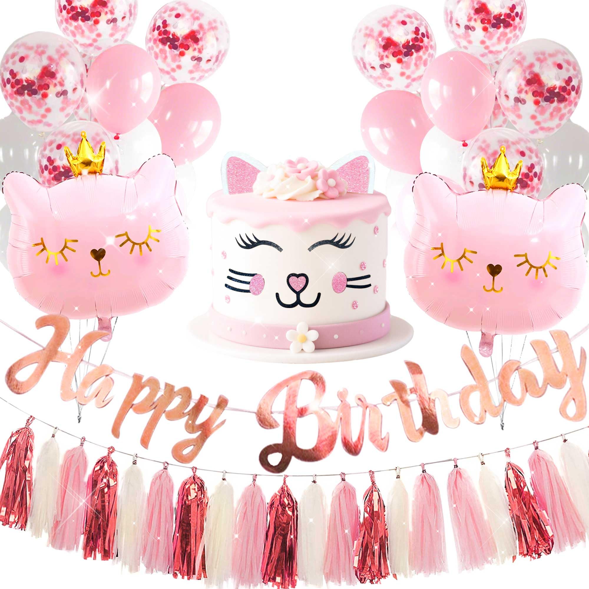 Lot de 9 ballons décoratifs d'anniversaire en forme de chat, à l'hélium, pour décoration d'anniversaire de 1 an, pour fille, chat, décoration de fête, pour anniversaire, fête prénatale Lot de 9 ballons décoratifs d'anniversaire en forme de chat, à l'hélium, pour décoration d'anniversaire de 1 an, pour fille, chat, décoration de fête, pour anniversaire, fête prénatale