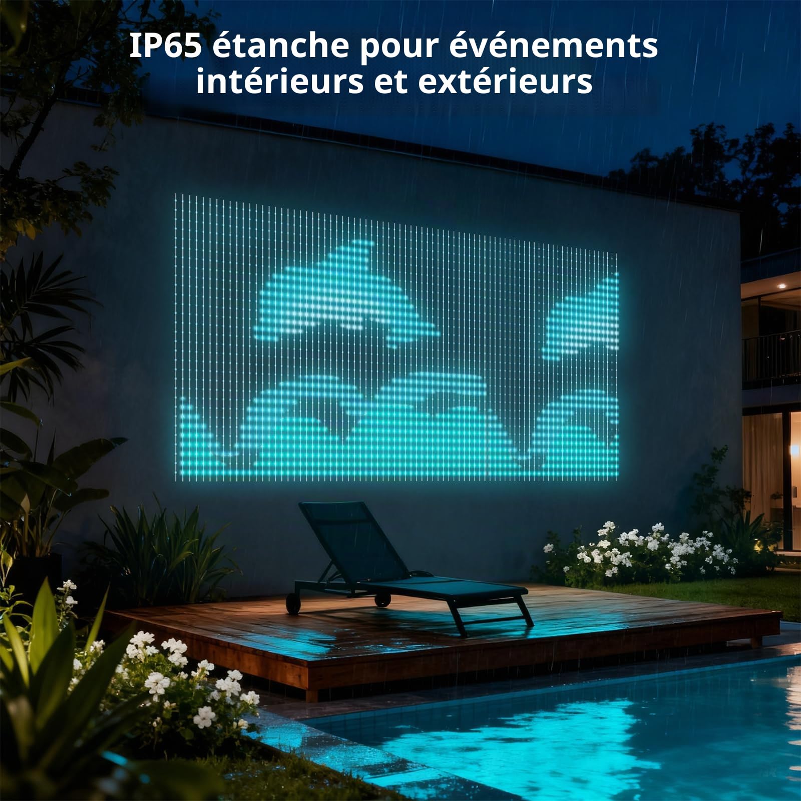 Rideau de lumières LED, 2x2m, 400 LEDs, RGBW avec IC, guirlandes lumineuses, connexion Bluetooth, rideau lumineux DIY, rideau LED intelligent, 210 modes pour salon, chambre, fêtes et