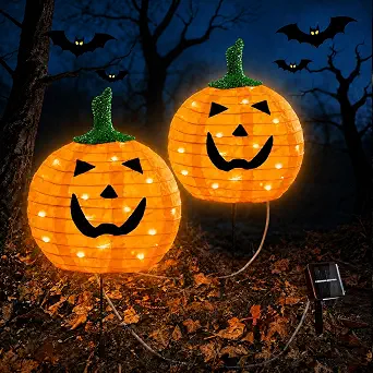DAYLIGHTIR Solar Halloween Pumpkin Pathway Lights, 2 Pack