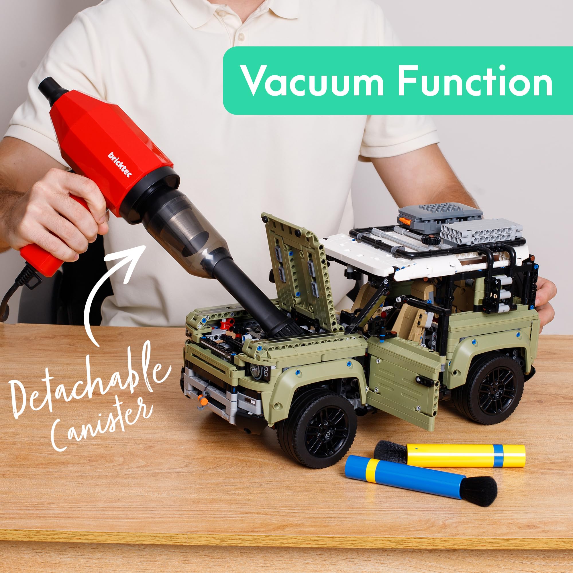 Bricktec Model Duster - Elektrischer Luftstaubwedel & Vakuum 2-in-1 | Kabelgebundenes Reinigungswerkzeug für Bausteine, Modelle, Miniaturen & Hobby-Sets