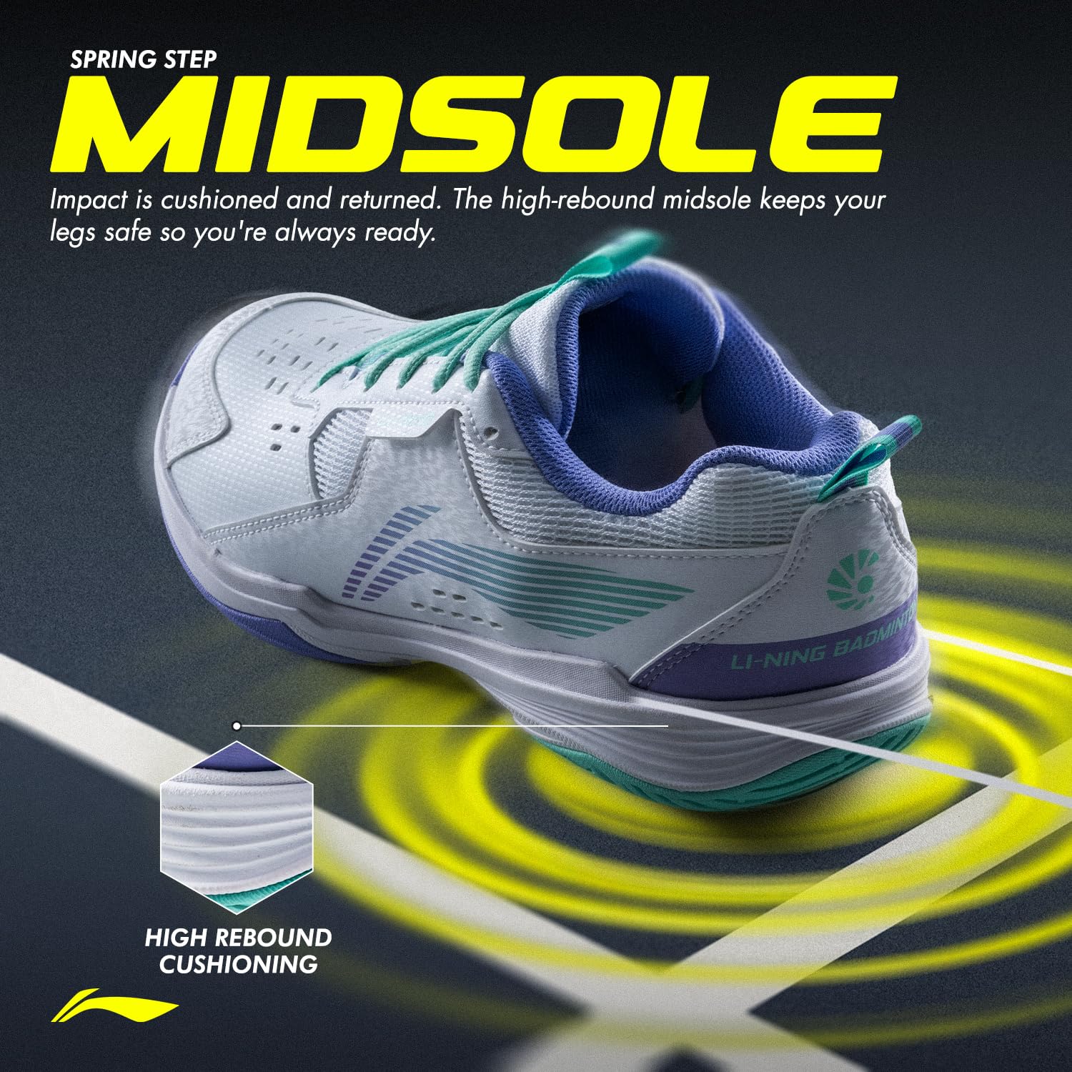 Li-Ning All Round Non Marking Badminton Shoes | All Indoor Sports | Lightweight, Breathable, Grippy & Durable | High Rebound Cushioning | Stable Heel Support (White ; 6 UK) 1