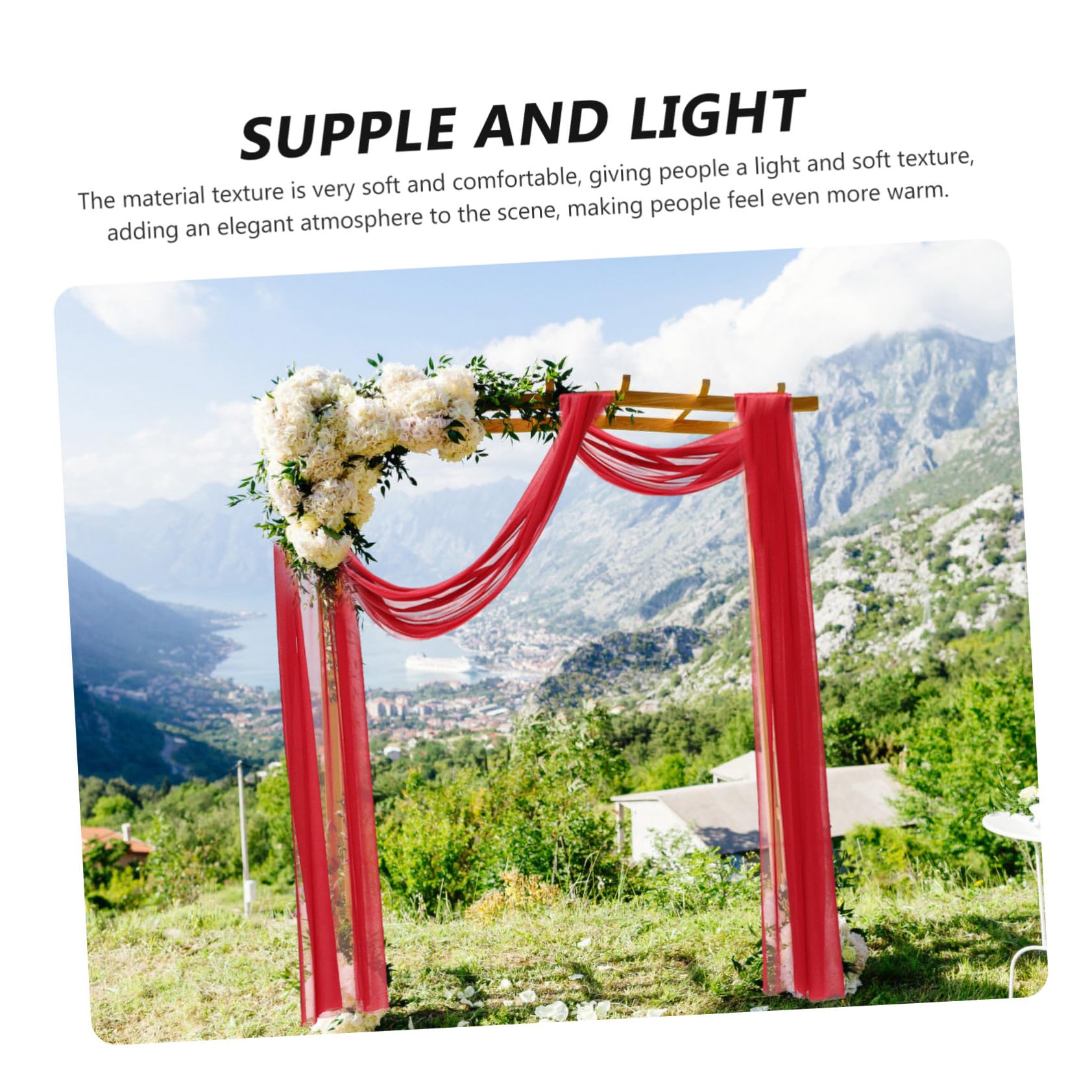VICASKY 5 Stück Hochzeitsbogen Vorhang Weinrot Transparentes Weiches Stoff für Hochzeit Party und Feier Reusable Arch Drapes mit Elegantem Leichtem Chiffon Hintergrund
