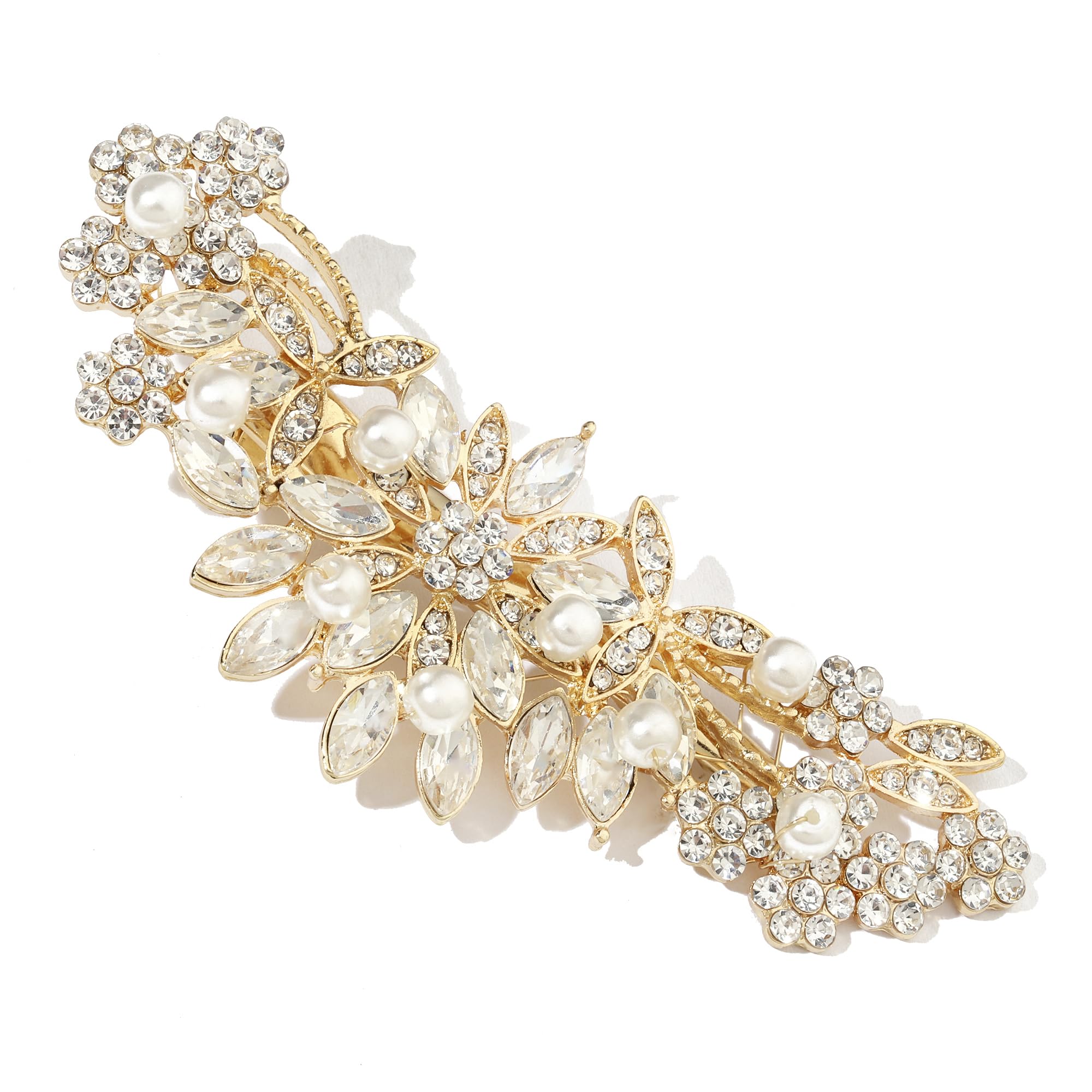 Amazon.com : Hapibuy Crystal Rhinestone Pearl Hair Comb Gold 