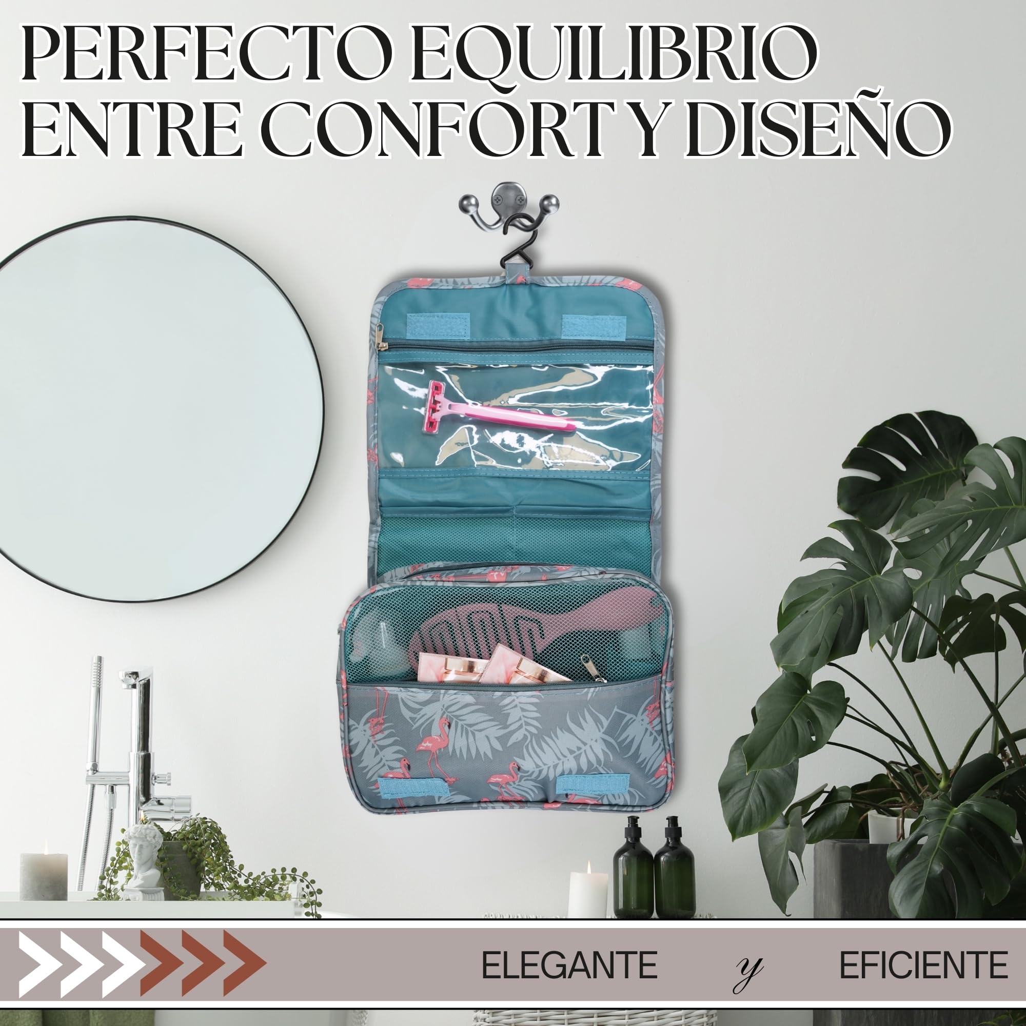 Neceser Viaje Colgante Impermeable Mujer, Viene con 2 Bolsas de Almacenamiento de Regalo, Neceser Mujer, Bolso Maquillaje, Bolsa de Aseo para Viajes Compacto, Ideal como Accesorios de Viajes