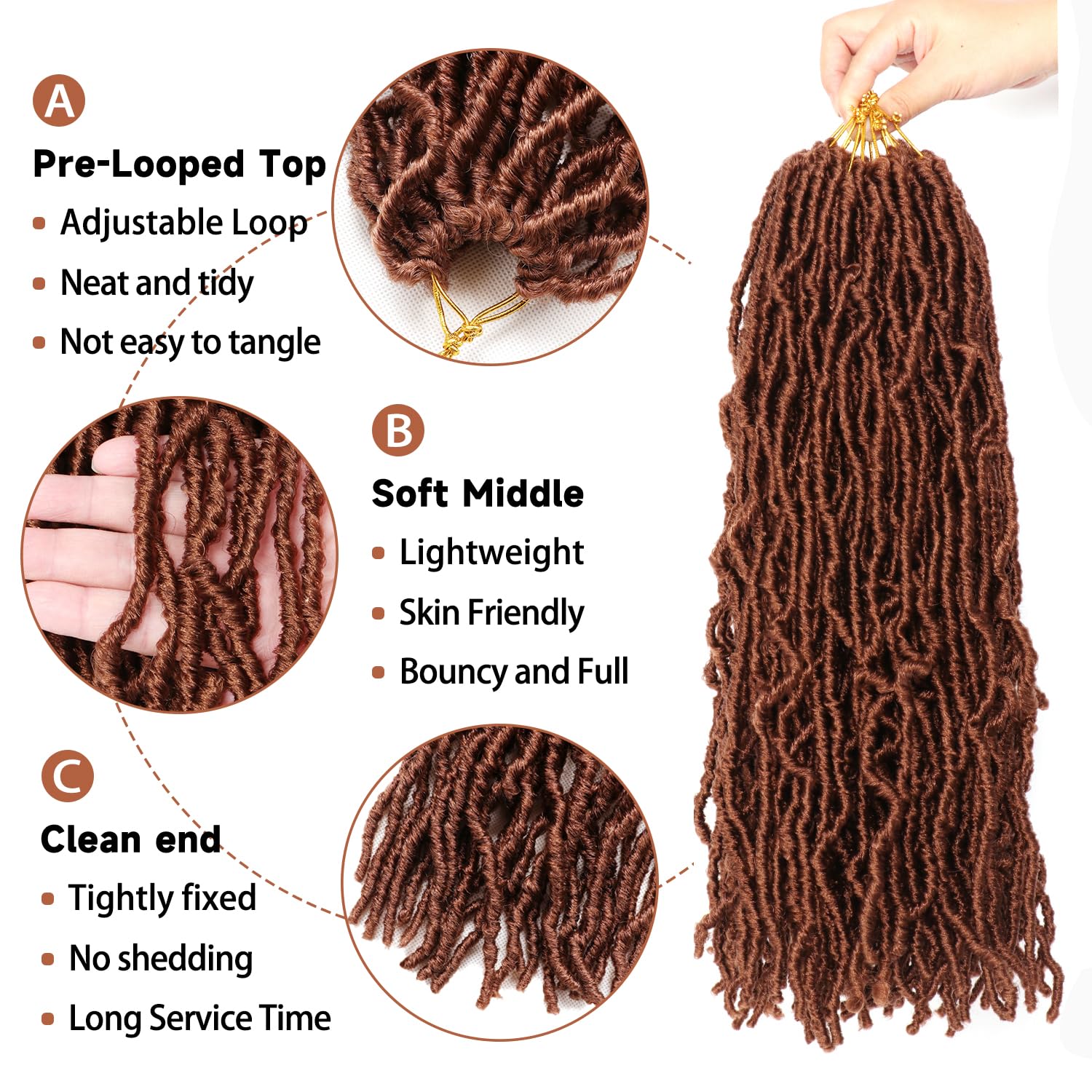 8 Packs Faux Locs Crochet Hair Extensions for Black Women Soft Locs Crochet Braids Hair Extensions (#30, 18Inch (Pack of 8)) - Image 4