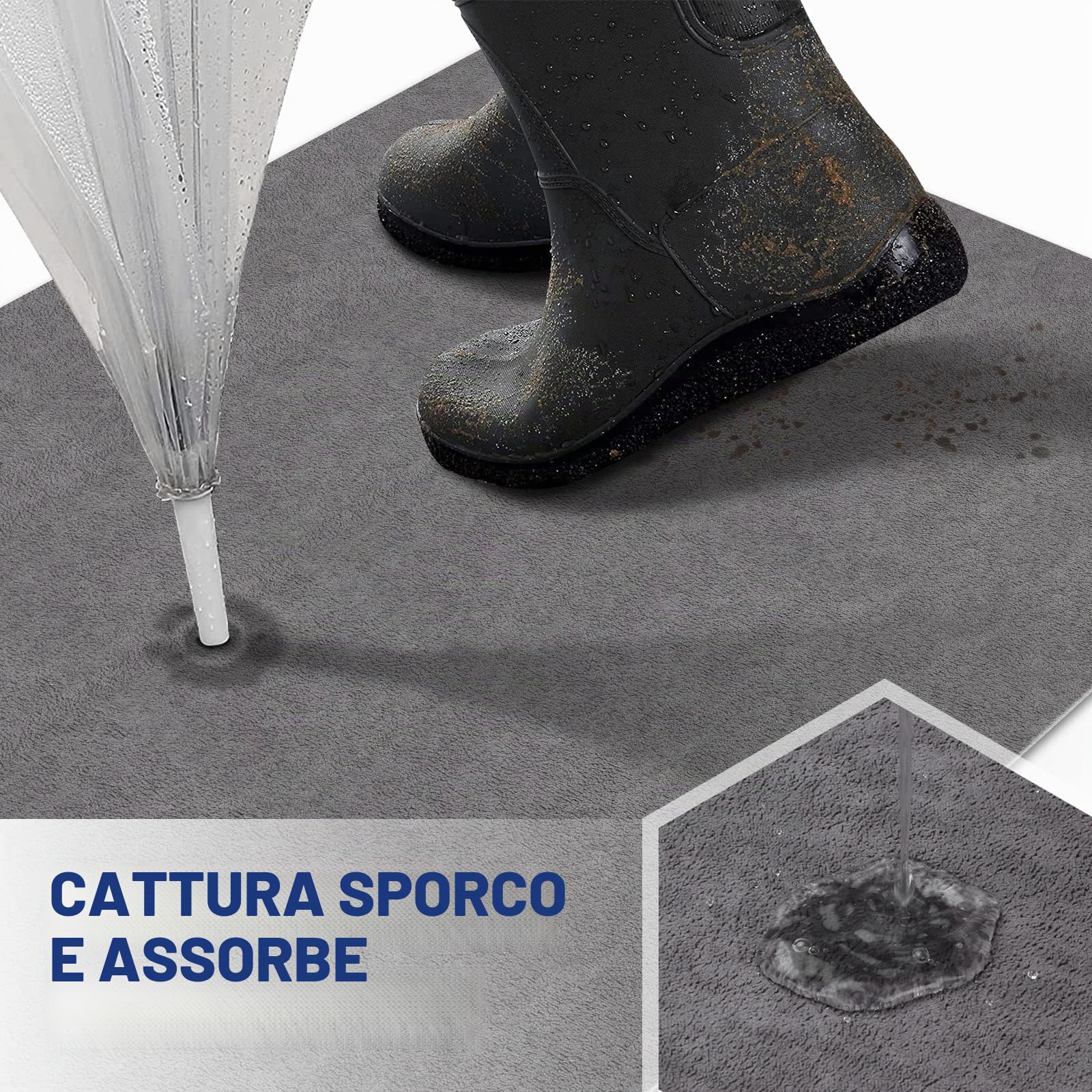 Zerbino per interni, lavabile, zerbino catturasporco, super sottile, resistente, tappeto da cucina assorbente, zerbino antiscivolo
