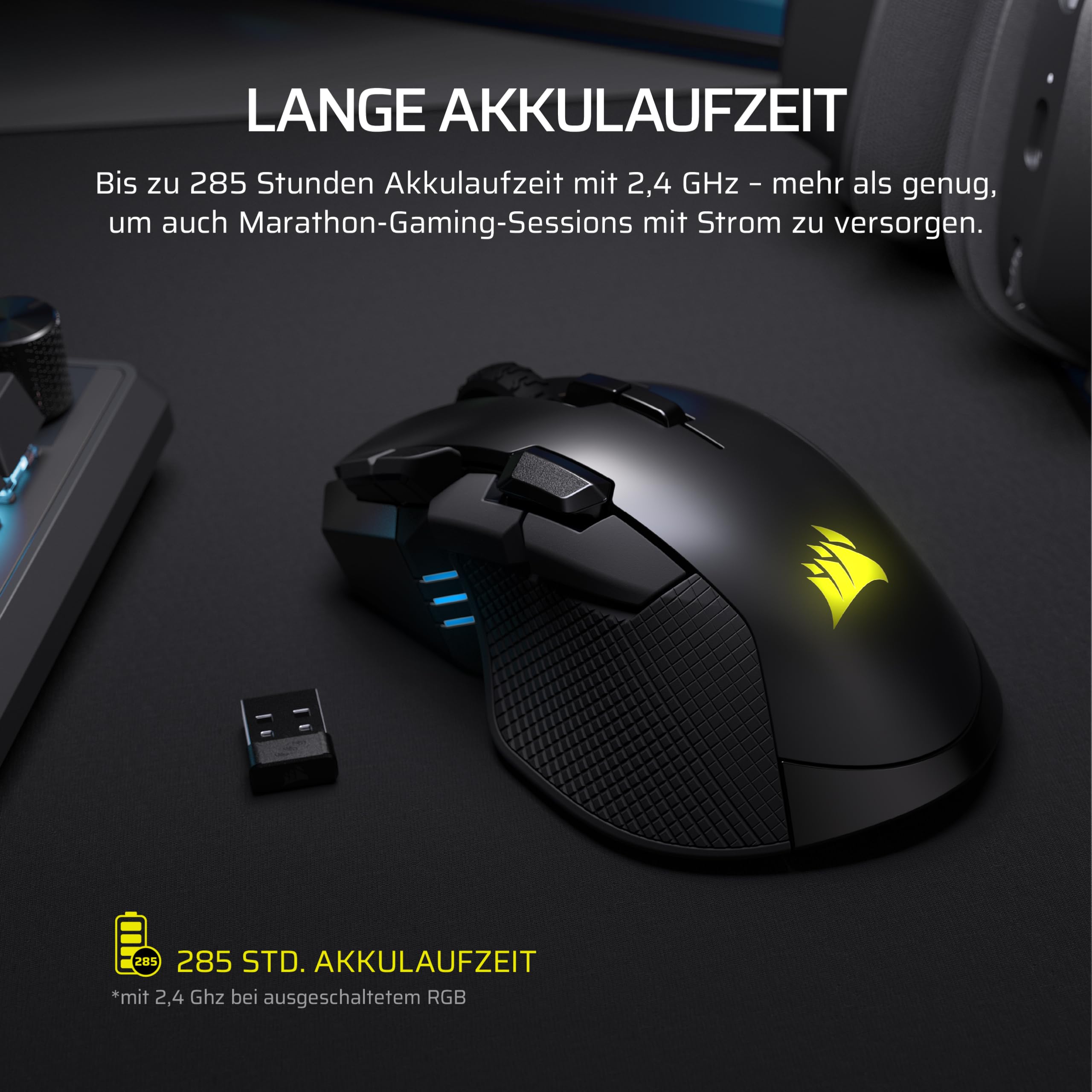 Corsair IRONCLAW Wireless SE Gaming-Maus Schwarz 26,000 DPI Ergonomisches Design 10 Programmierbare Tasten