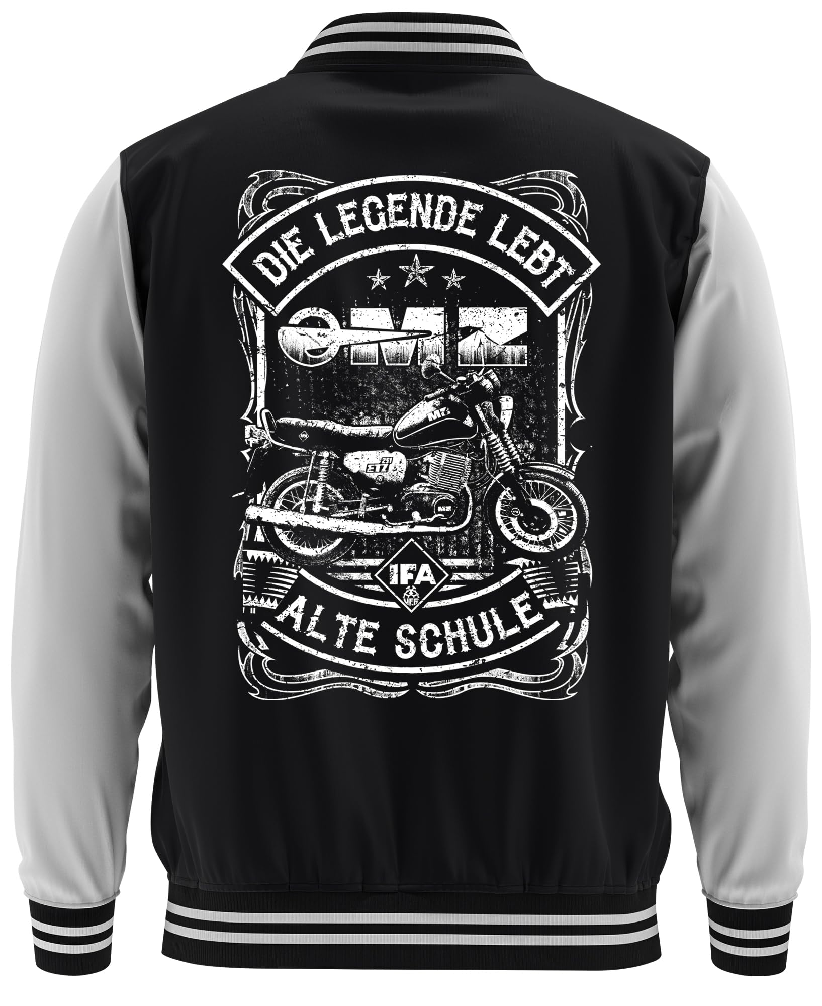 UGLYSHIRT Alte Schule MZ College Jacke | Motorrad Oldschool Design – DDR Kult Biker Ostdeutschland