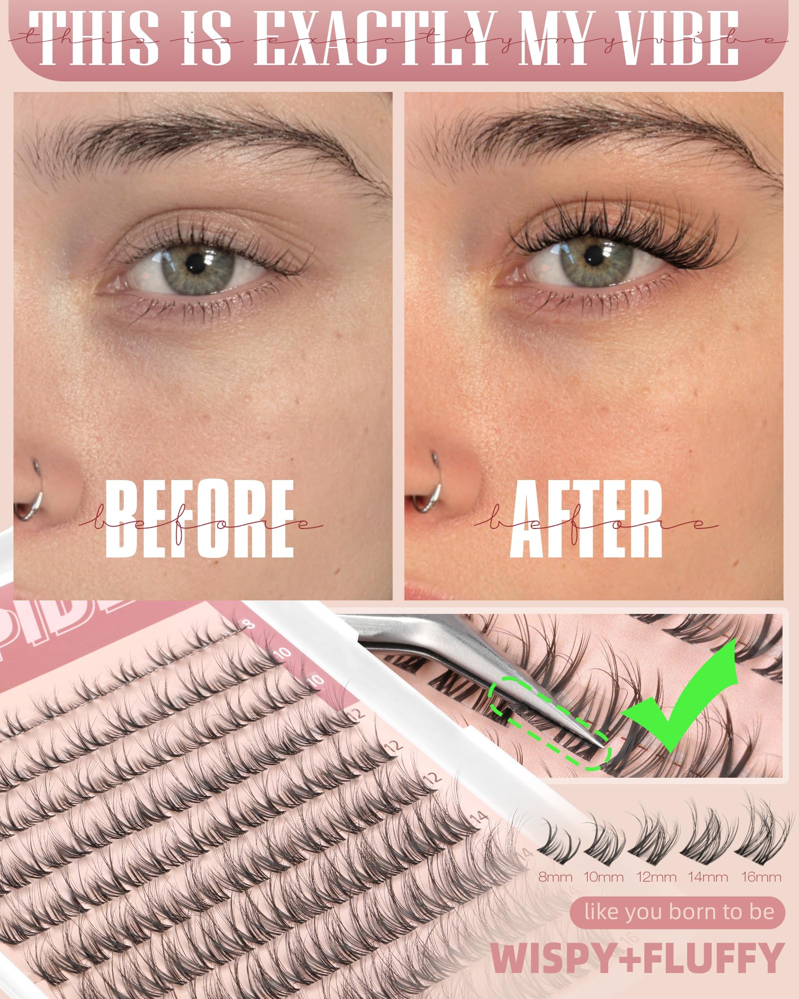 Spider Lash Clusters Kit Breeze Wispy Eyelash Clusters Natural Fluffy Lash Extension Kit D Curly Eyelash Extension Kit Light Cluster Eyelash Extensions DIY Individual Lashes Clusters by TNFVLONEINS - 4