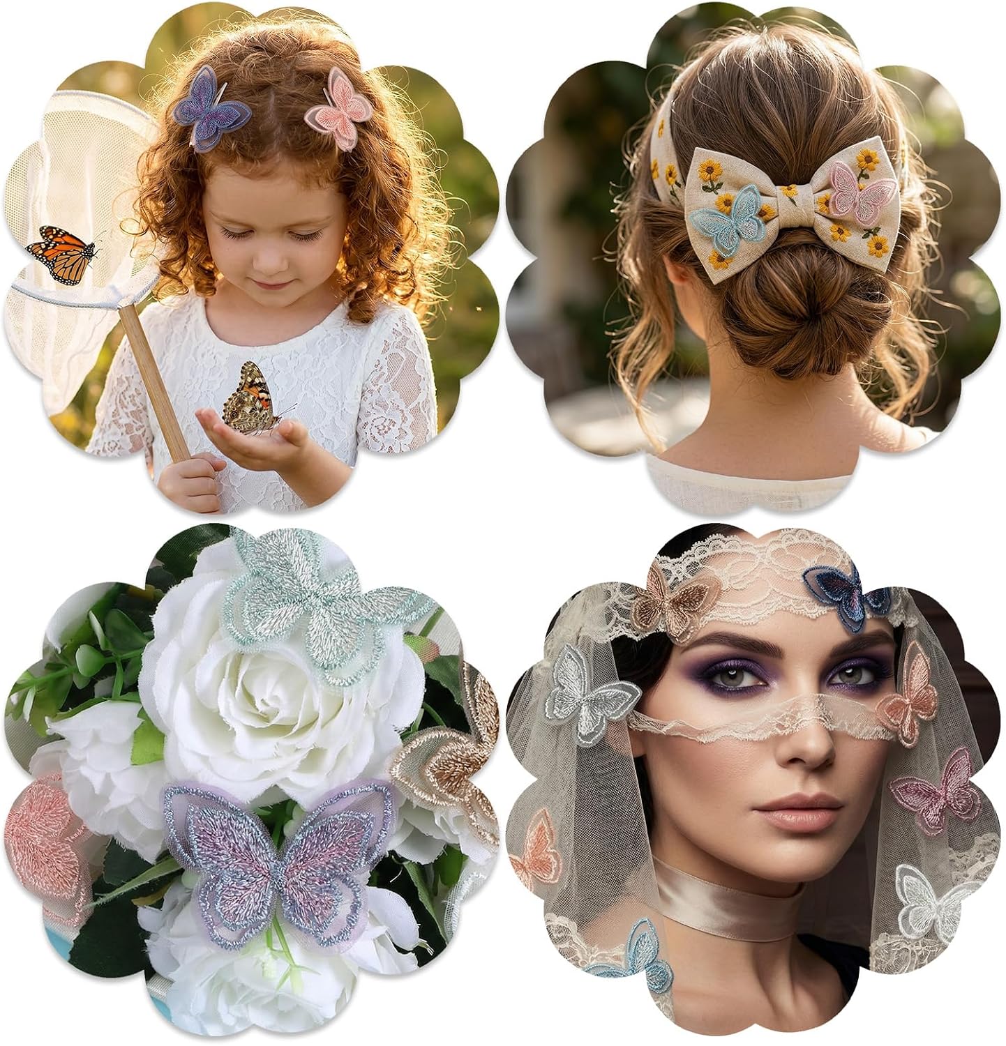 Thinp 18 Pcs Butterfly Lace Patches, Double Layer Organza Butterflies Applique Embroidery Fabric Butterfly Patches Sew on for Dress Clothes Jeans Hat Pants (9 Colors)