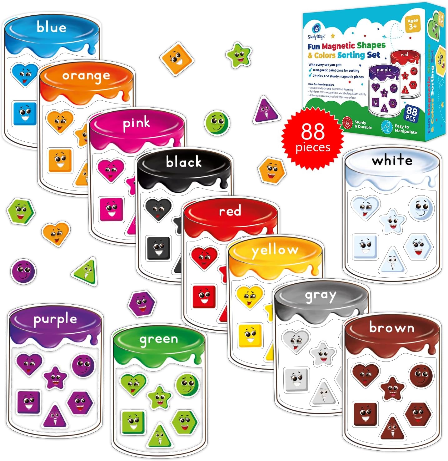 Amazon.com: Simply magic 88 PCS Magnetic Color Sorting Set – Shapes ...