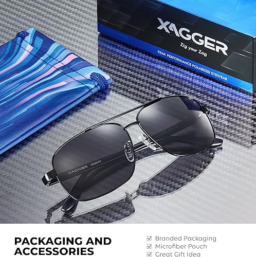 Miniatura 5 de Xagger Gafas de sol polarizadas para hombre, estilo militar, estilo piloto retro, estilo militar, UV400