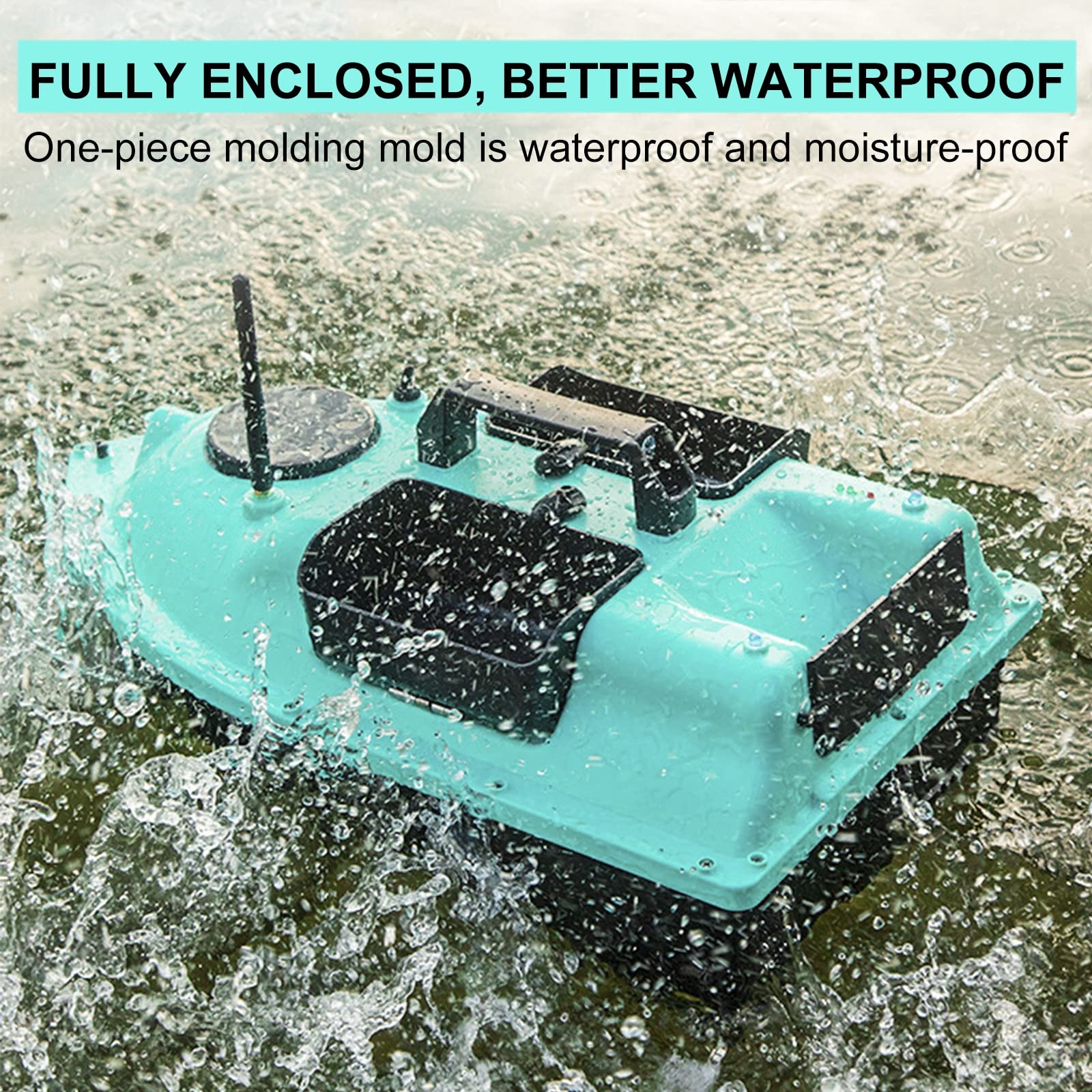 Barchino Carpfishing GPS, Barca Pesca Telecomandata 500 M da Pesca con Cruise Control e Ritorno Automatico, Barca di Adescamento con 3 Contenitori per Esche Indipendenti,12000mAh