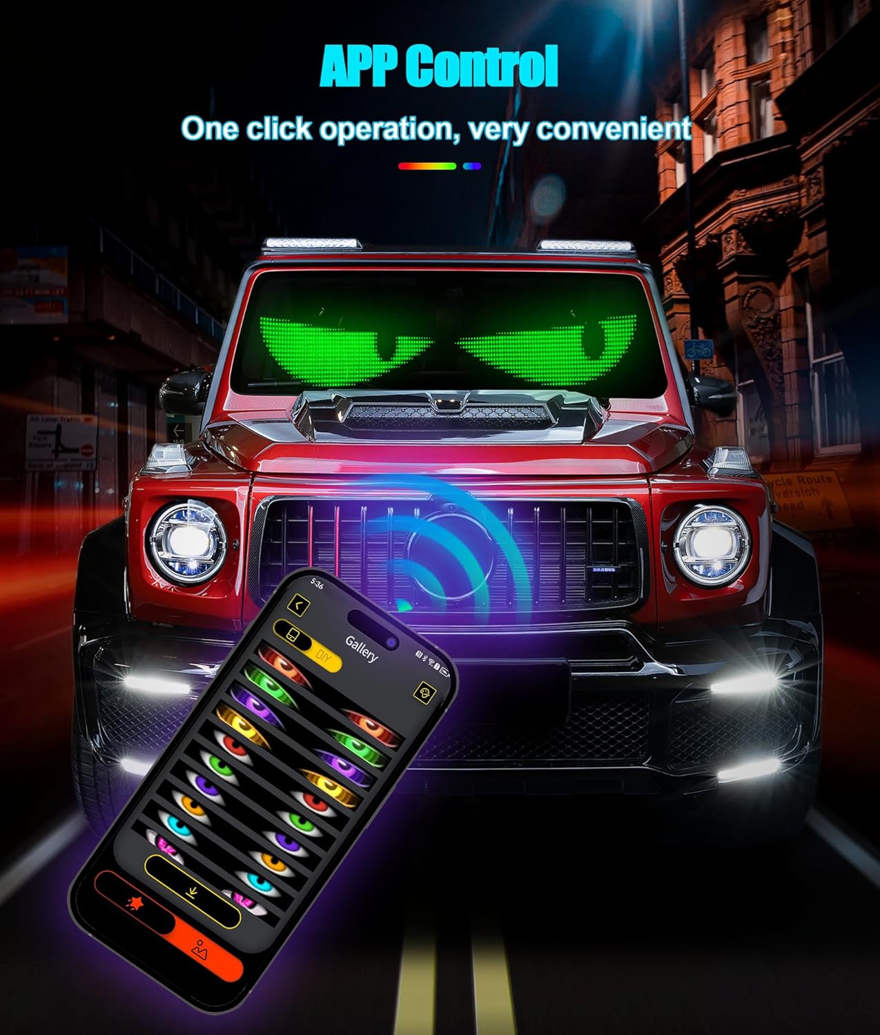 23.62" * 4.72" 2PCS Devil Eyes Light, Led Eyes Strips for Cars, Truck & SUV Perfectly Synced Dynamic Patterns, Remote & Bluetooth APP Control, USB-Powered, IP68 Waterproof