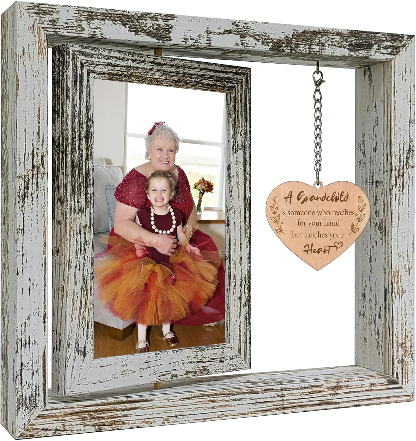 A Grandchild is Someone Who Reaches for Your Hand but Touches Your Heart Wood Picture Frame New Grandma Grandparents Day Gifts (Dis Two 6x4 Inch) A Grandchild Is Someone Who Touches Your Heart