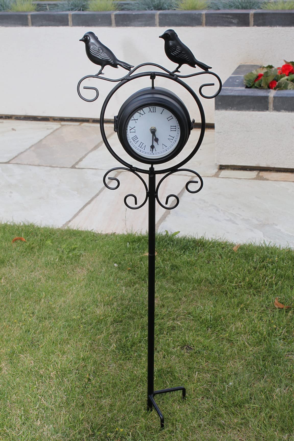 outdoor bird clock and thermometer