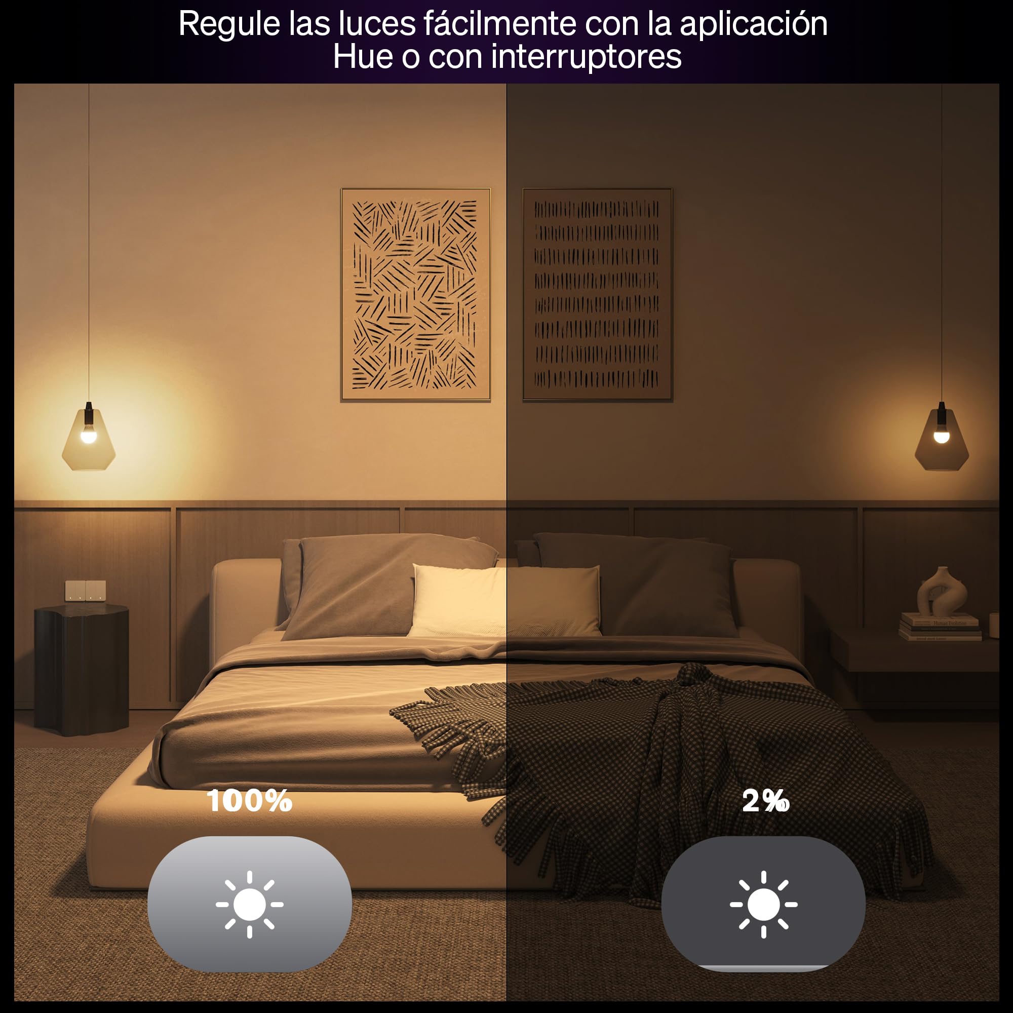 Hue Essentials Kit Inicio: Hue Bridge + 4 bombillas led inteligentes E27, Luz Blanca y Colores, regulable 2200-6500 K, compatible con Alexa, Google Assistant, Samsung SmartThings y Apple Home