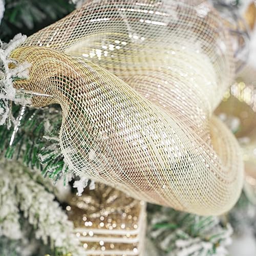 Miniatura 4 de MEEDEE Cinta de malla decorativa metálica de oro, plata y oro rosa Ombré de 10 pulgadas para manualidades navideñas, cinta de malla decorativa para