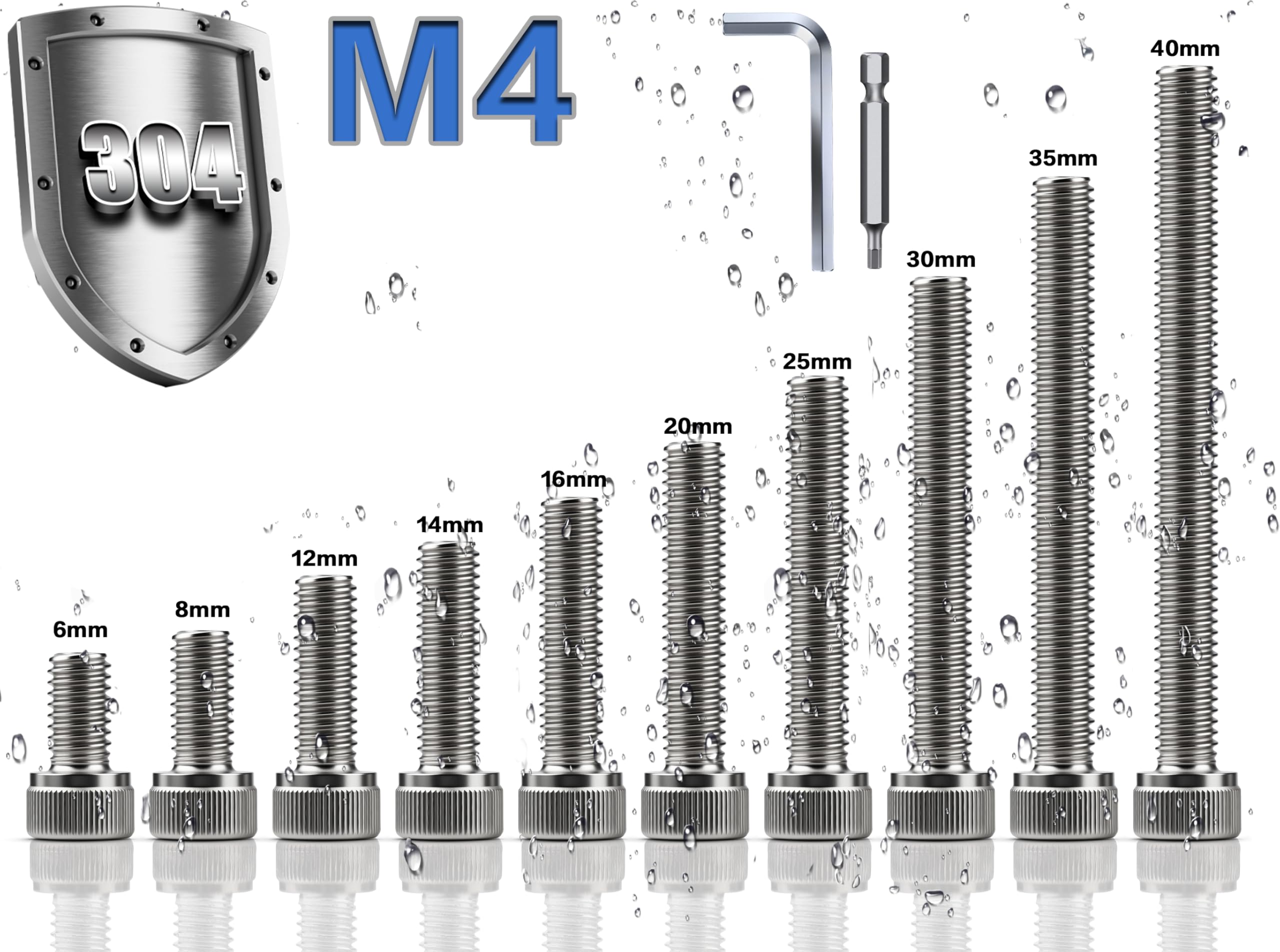 TXXATX 40 Pcs M4x40 mm Hex Socket Head Cap Screws Bolts 304 Stainless Steel Cylinder Socket Bolts DIN 912 /ISO 4762 Fully Threaded Machine Screws for DIY Home Bicycle Furniture Repair - Image 4