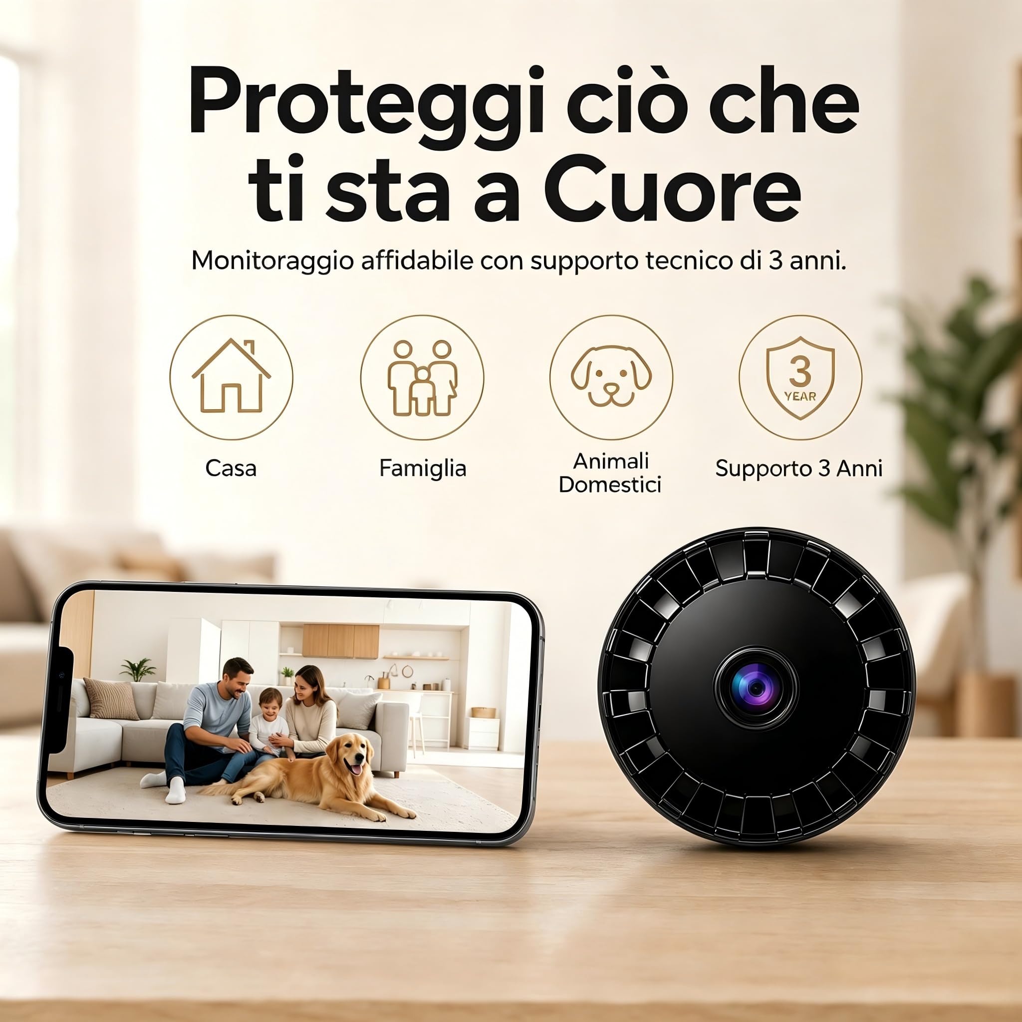 Mini Telecamera Spia WiFi Interno/Esterno, Videocamera Sorveglianza 1080P, Visione Notturna, Rilevamento di Movimento, Controllo Remoto Con App per Casa/Bambini A/Y (Black, Mini 4 PCS)