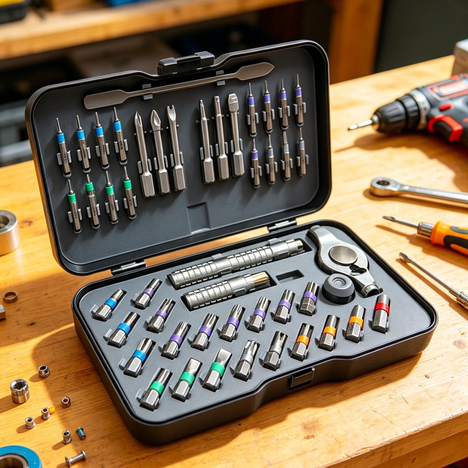 Set di cacciaviti magnetici Kit avvitatore magnetico 47 in 1 con punte in | Set Avvitatore A Cricchetto per casa, auto, officina, elettrodomestici, mobili, idraulica, elettronica