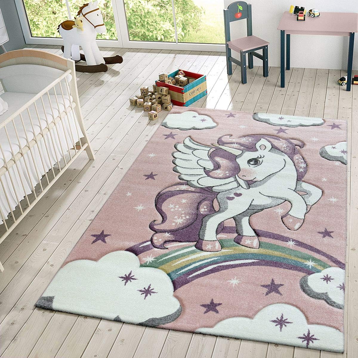 Paco Home Kids Rug for Childrens Room Sweet Unicorn with