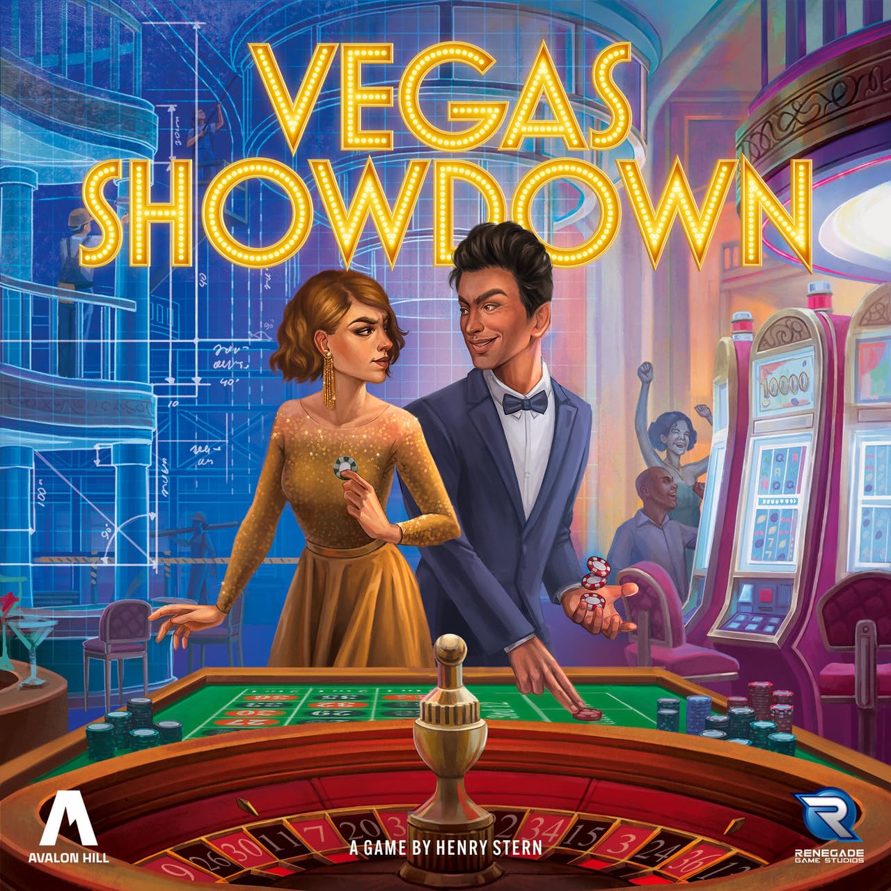 Renegade Game Studios Vegas Showdown, Bidding & Strategy Board Game, 3–5 Players, 75 Minutes, Age 14+