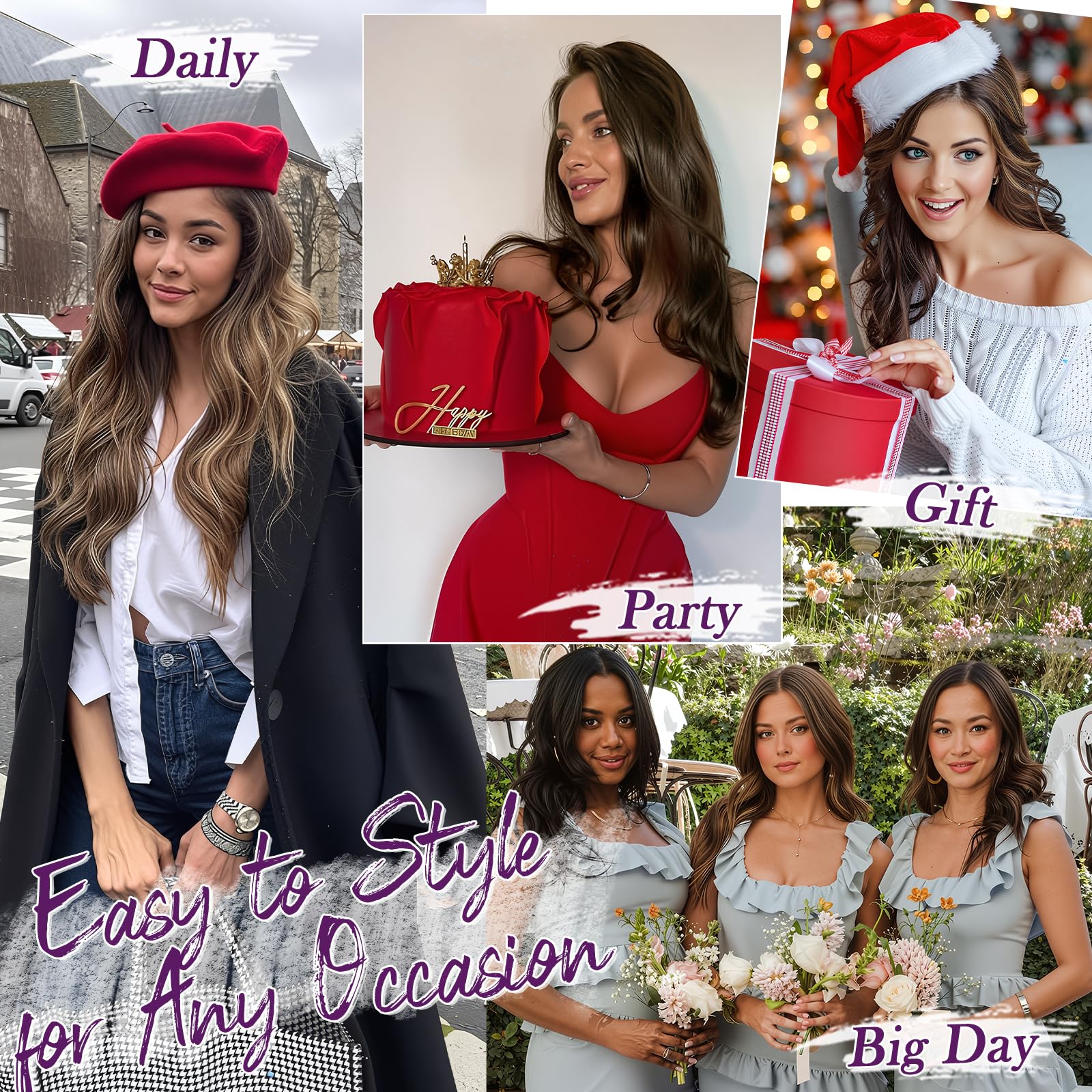 BARSDAR Castagno Extension Capelli a Clip, 50cm Ondulati Clip in Estensioni di Capelli per Donna 5PCS Spesso Layered Hair Extensions Lace Sintetici Posticci Extensions - Medio Castagno Marrone