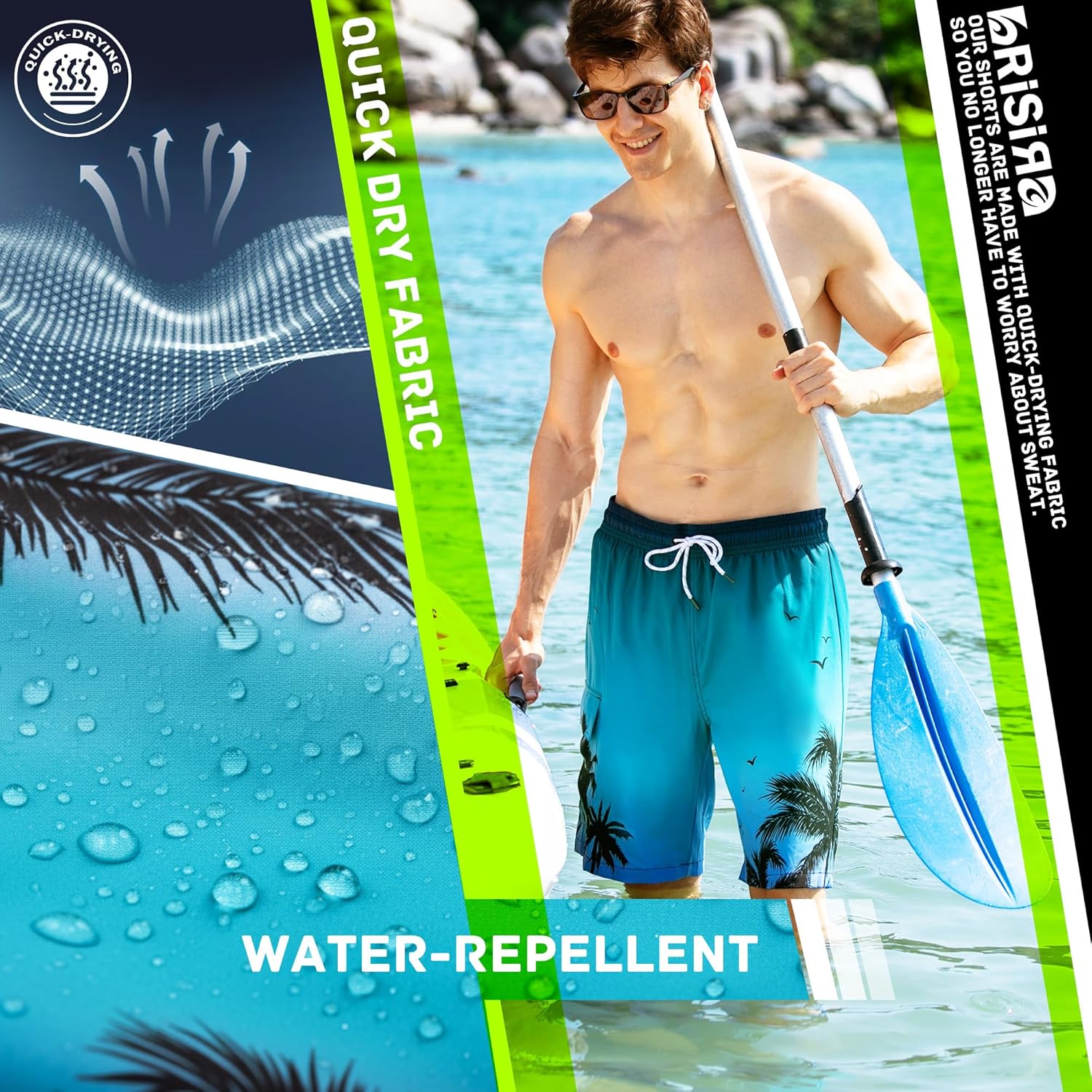 BRISIRA Mens Swim Trunks Bathing Suit 9 Inch Inseam Compression Liner Beach Long Board Shorts Swimsuit Anti-Chafe Quick Dry - Image 5