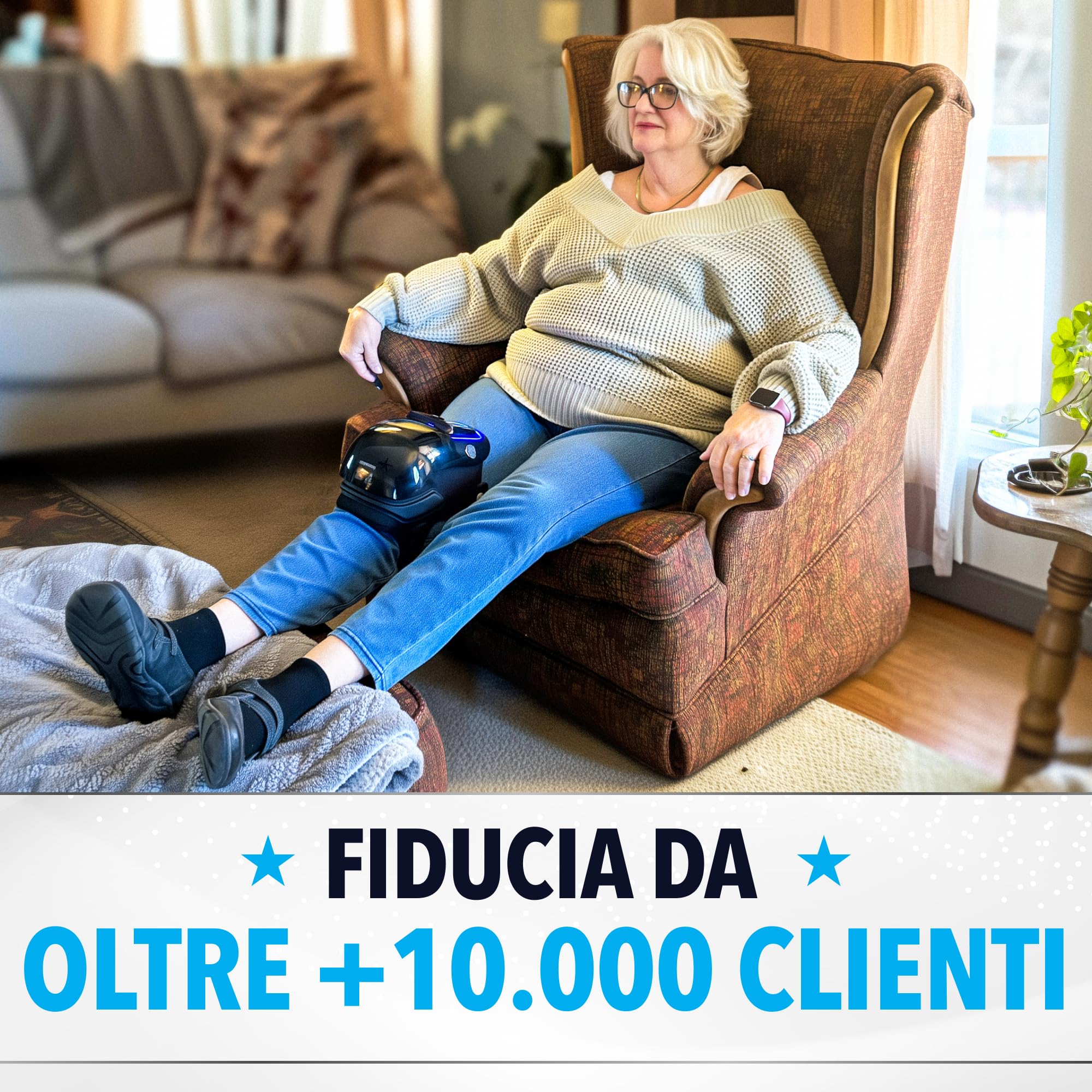 FORTHiQ Pro+ Ginocchiera per Artrosi Ginocchio - Massaggiatore - Sollievo dal Dolore e Supporto Quotidiano con Calore, Luce Rossa, Vibrazione, Senza Fili, Ricaricabile, con Memoria