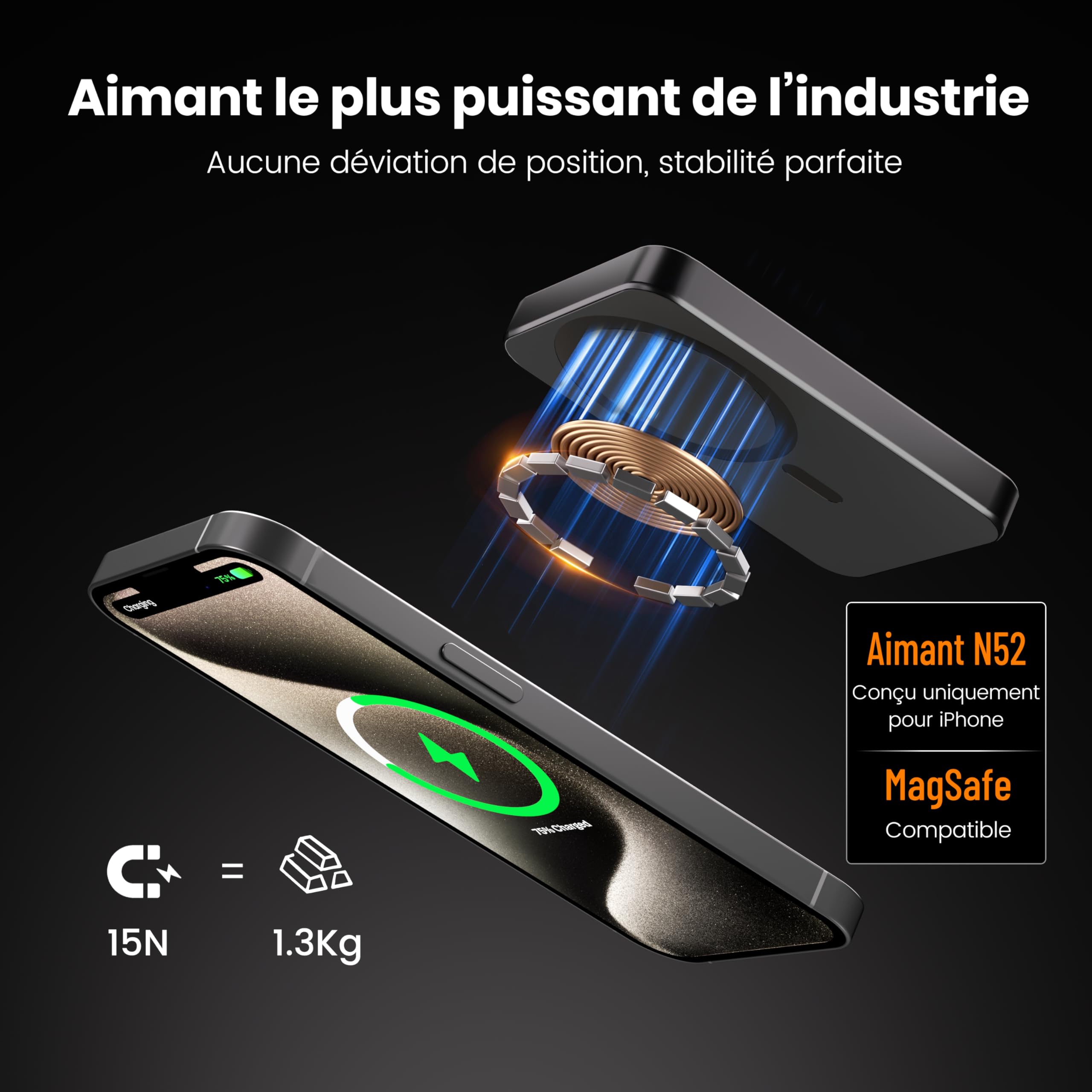 kstime PD20W Chargeur Portable sans Fil magnétique 10 000 mAh 14 mm Design Titane Ultra Fin avec entrée et Sortie USB-C Compatible avec iPhone 17/16/15/14/13/12 Series (Argent) - 4