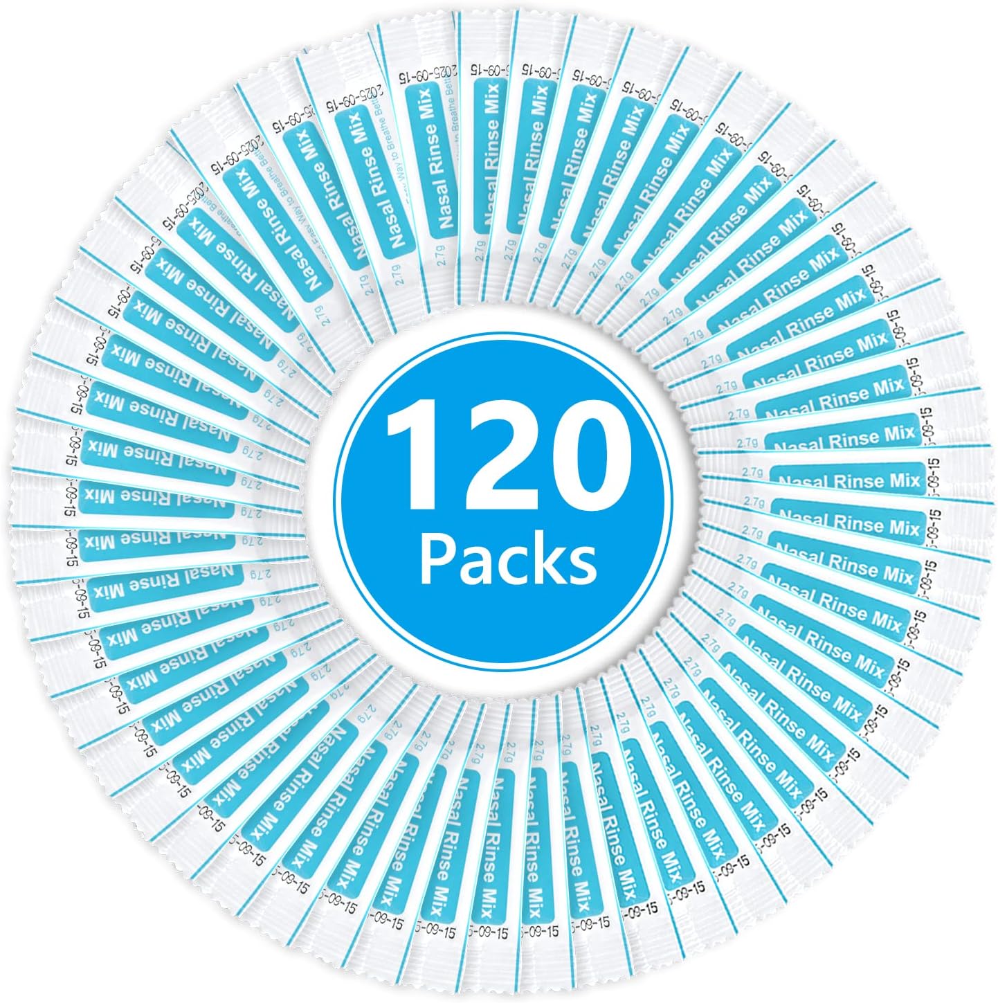 Nasal Rinse Salt, 120 Packs Nasal Irrigation Salt, Cleaning Mix Portable Sinus Rinse Salt, Natural Nasal Sinus Rinse Refill Packets Sinus Relief, Nose Wash Salt for Nasal Wash Irrigation