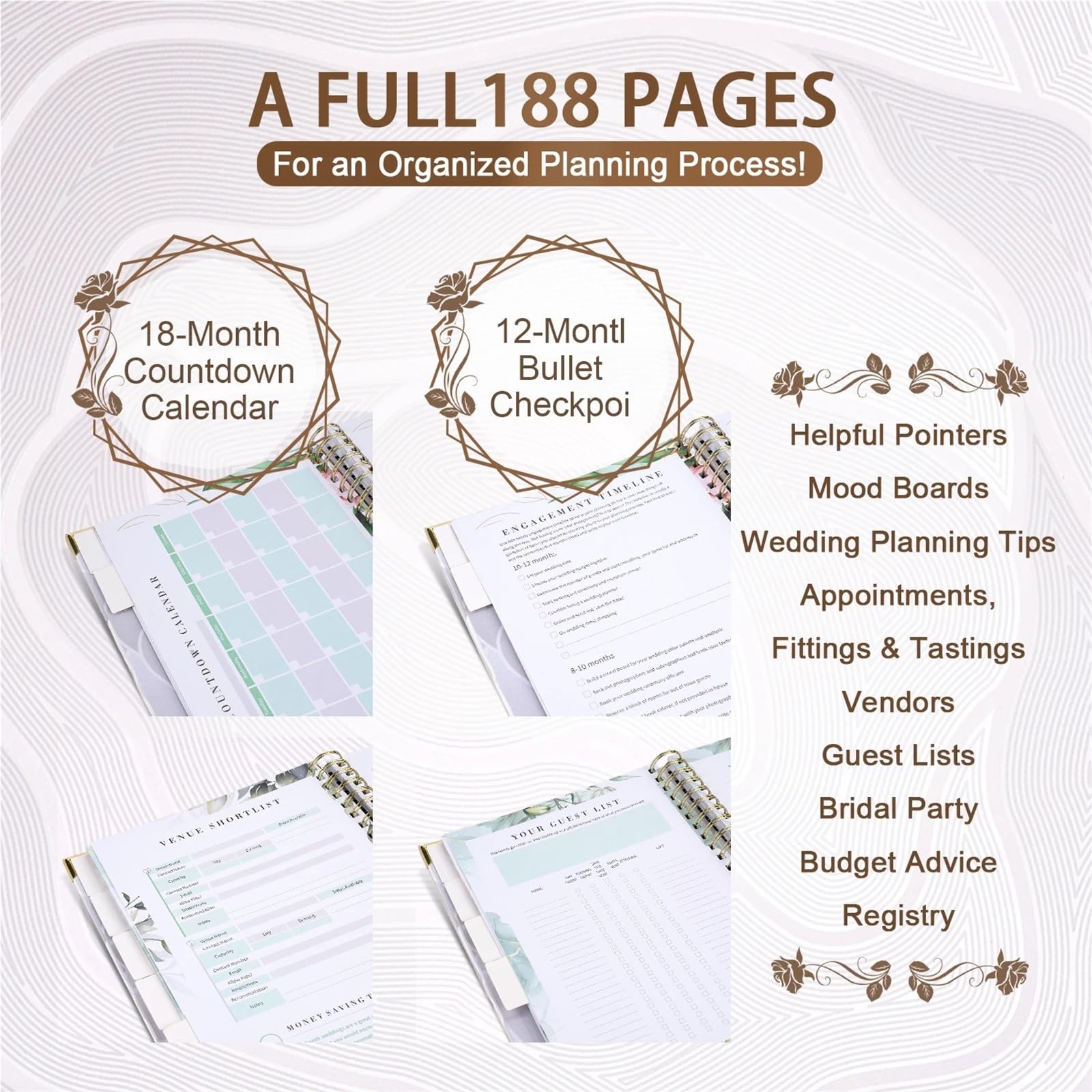1 pz. Wedding Planner Copertina rigida Doppia spirale Libro organizzatore matrimonio Diario floreale regalo fidanzamento Album autografo sposa per Matrimoni